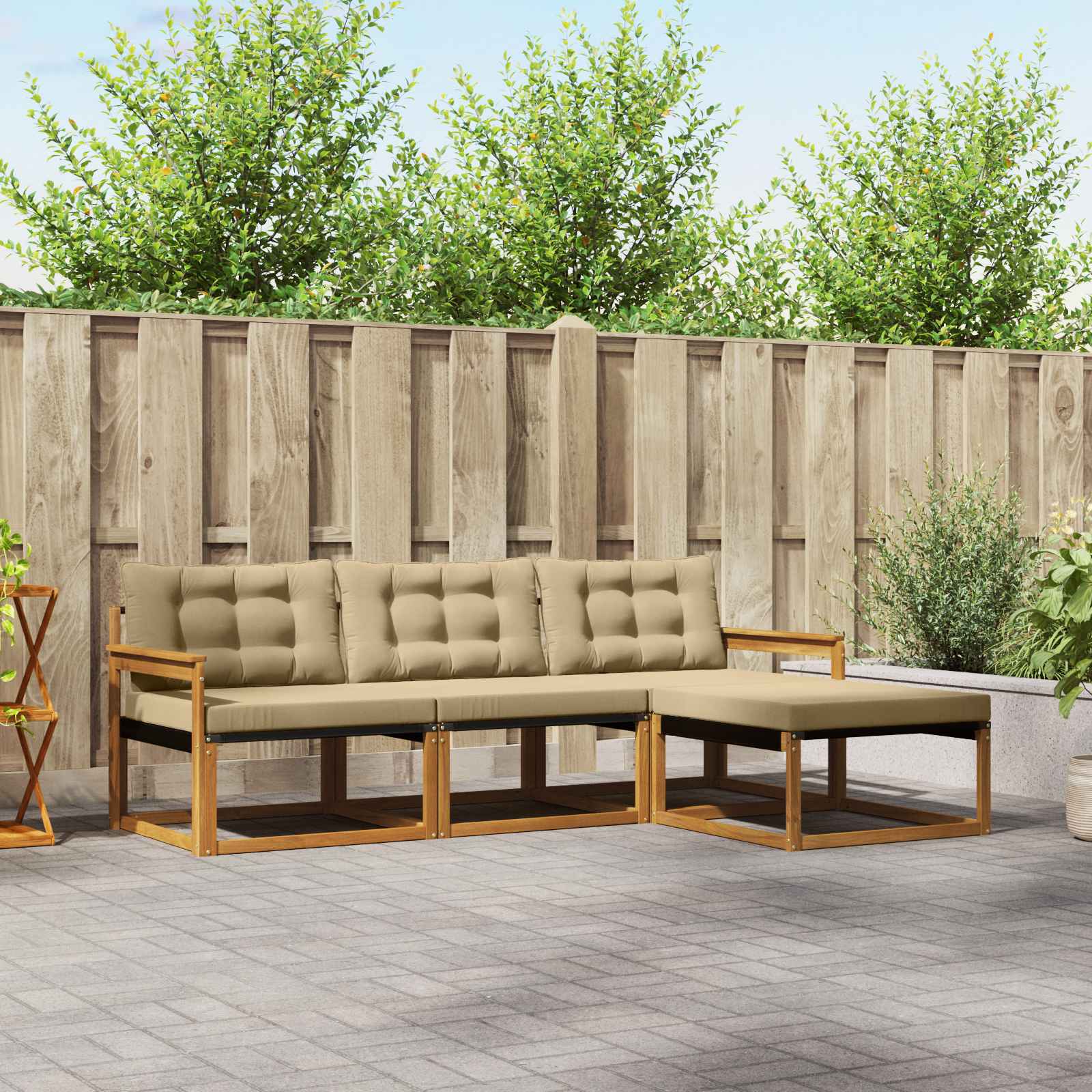Ensemble de canapés d'extérieur 4 pcs Naturel et Beige - XIOS