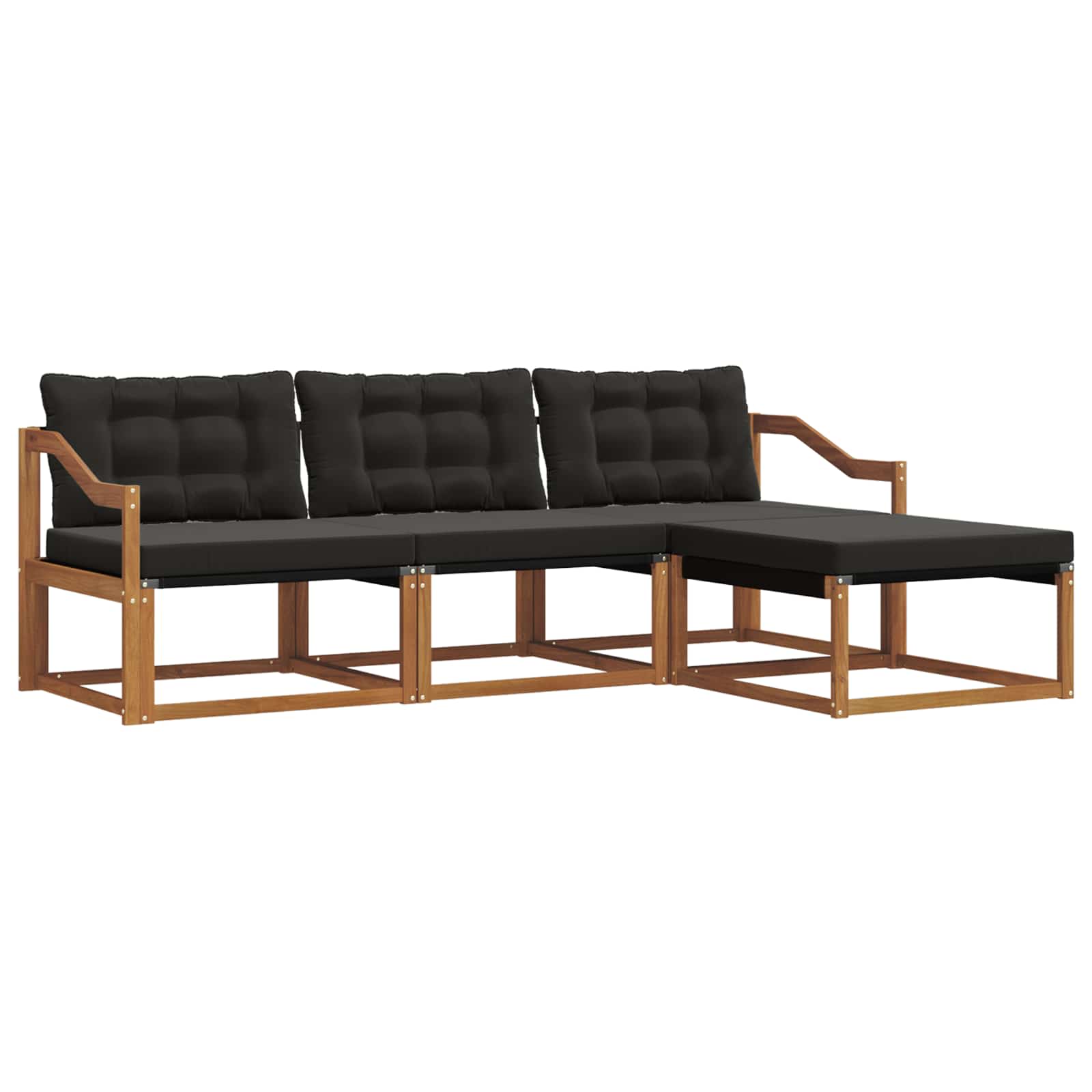 Ensemble de canapés d'extérieur 4 pcs Naturel et Noir - XIOS