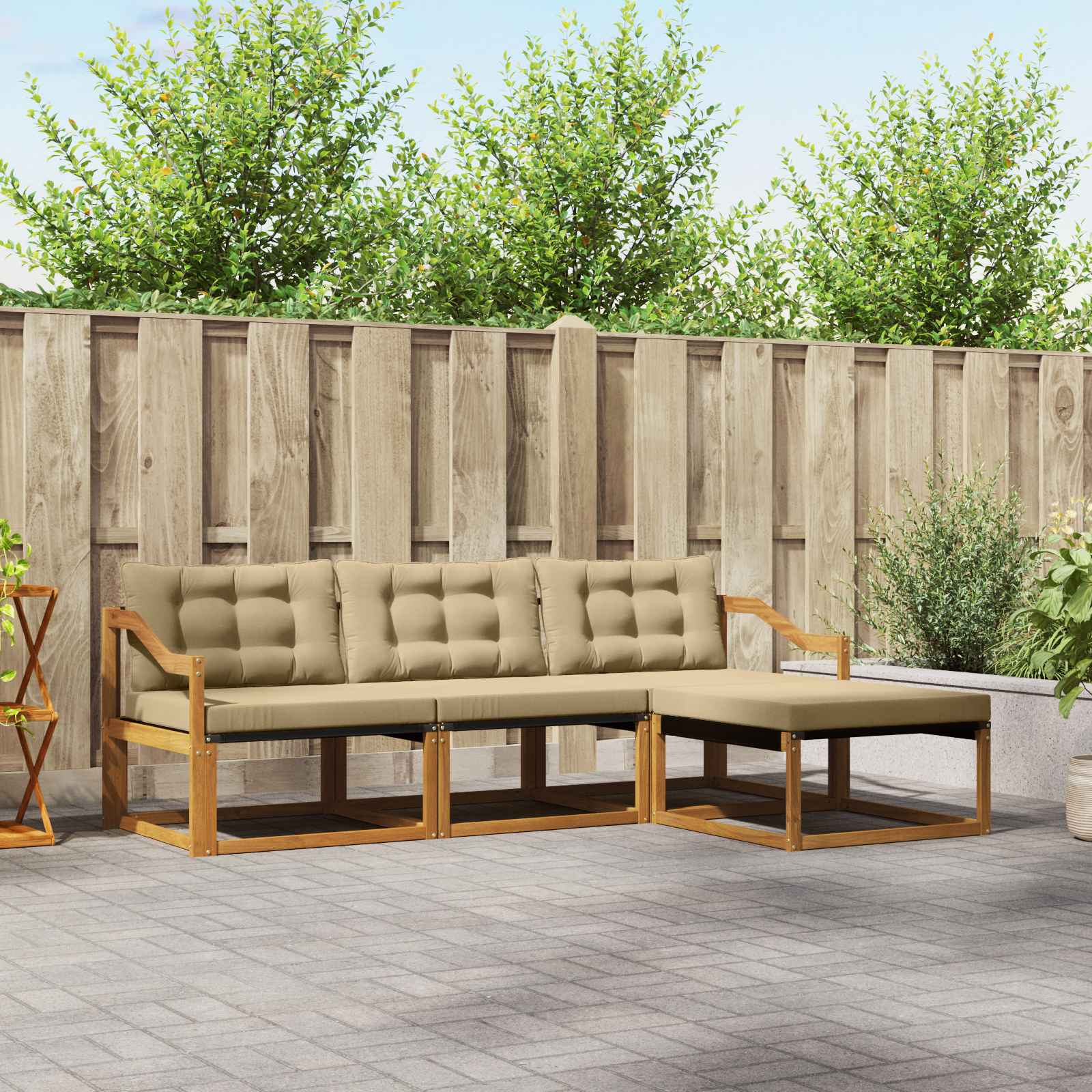 Ensemble de canapés d'extérieur 4 pcs Naturel et Beige - XIOS