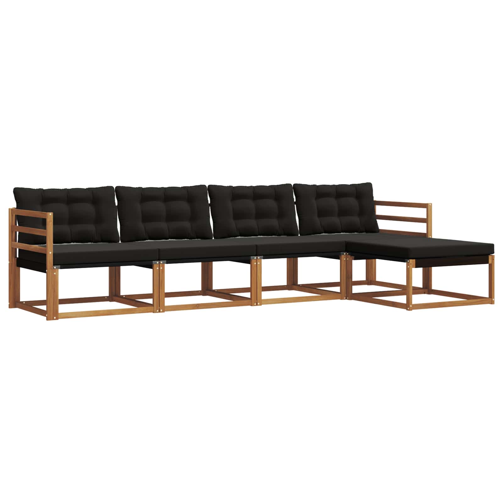 Ensemble de canapés d'extérieur 5 pcs Naturel et Noir - XIOS
