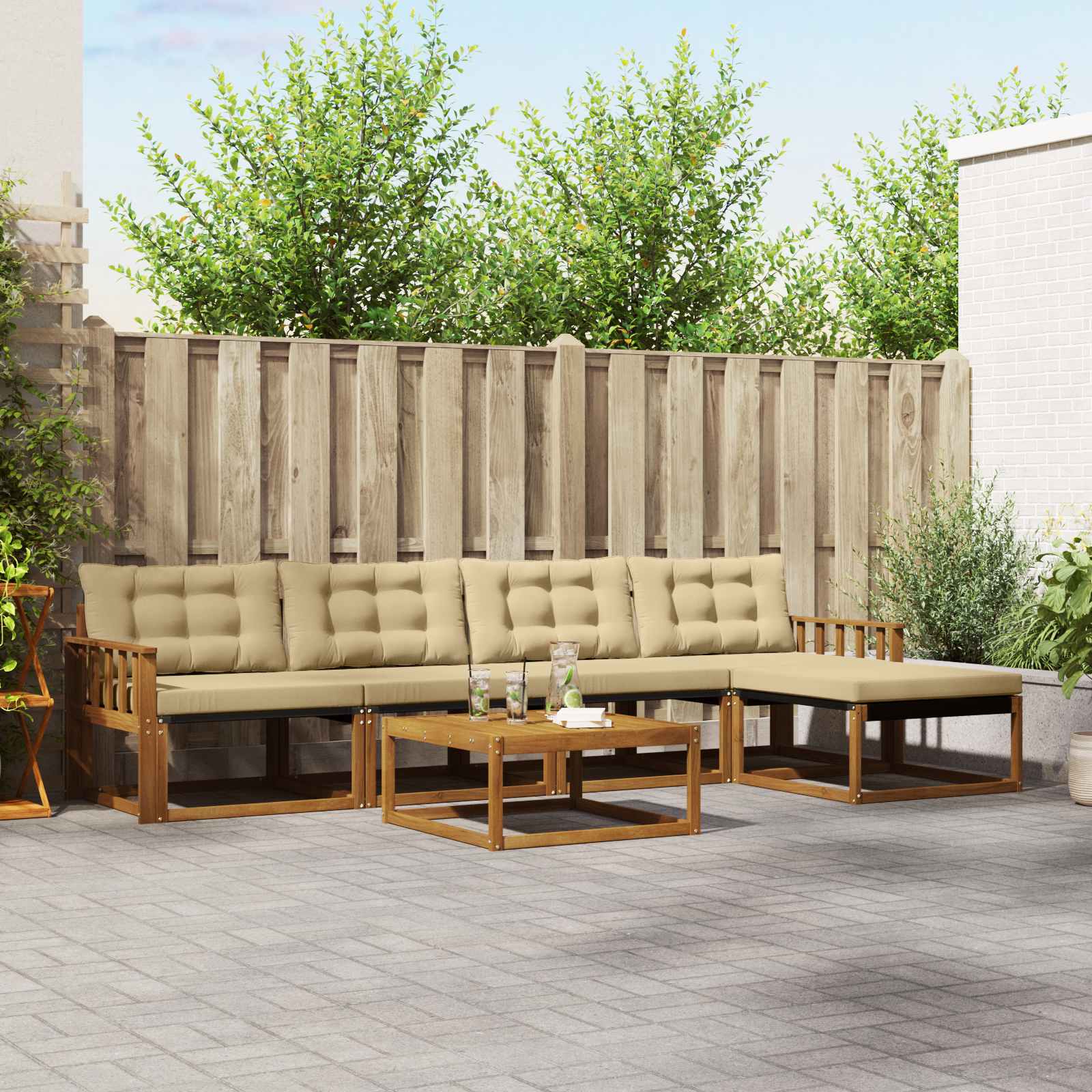Ensemble de canapés d'extérieur 6 pcs Naturel et Beige - XIOS