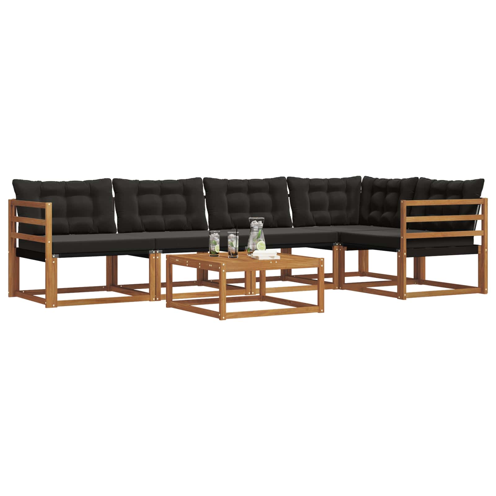 Ensemble de canapés d'extérieur 6 pcs Naturel et Noir - XIOS