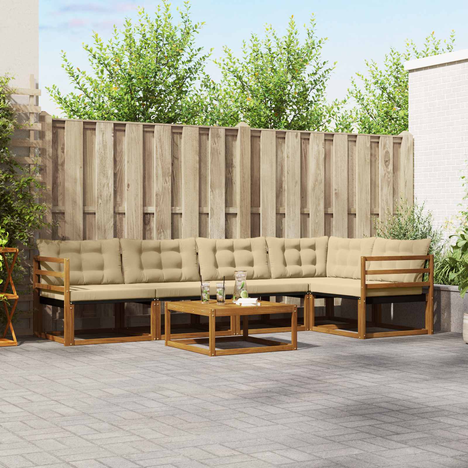 Ensemble de canapés d'extérieur 6 pcs Naturel et Beige - XIOS