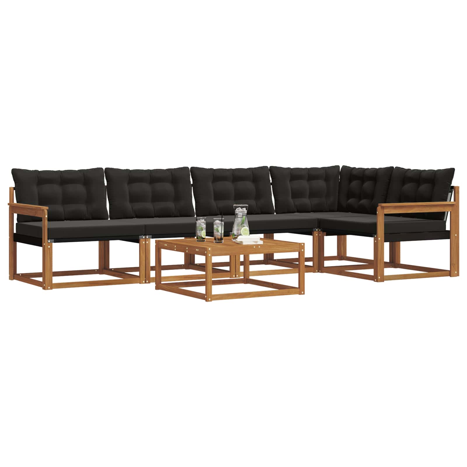 Ensemble de canapés d'extérieur 6 pcs Naturel et Noir - XIOS