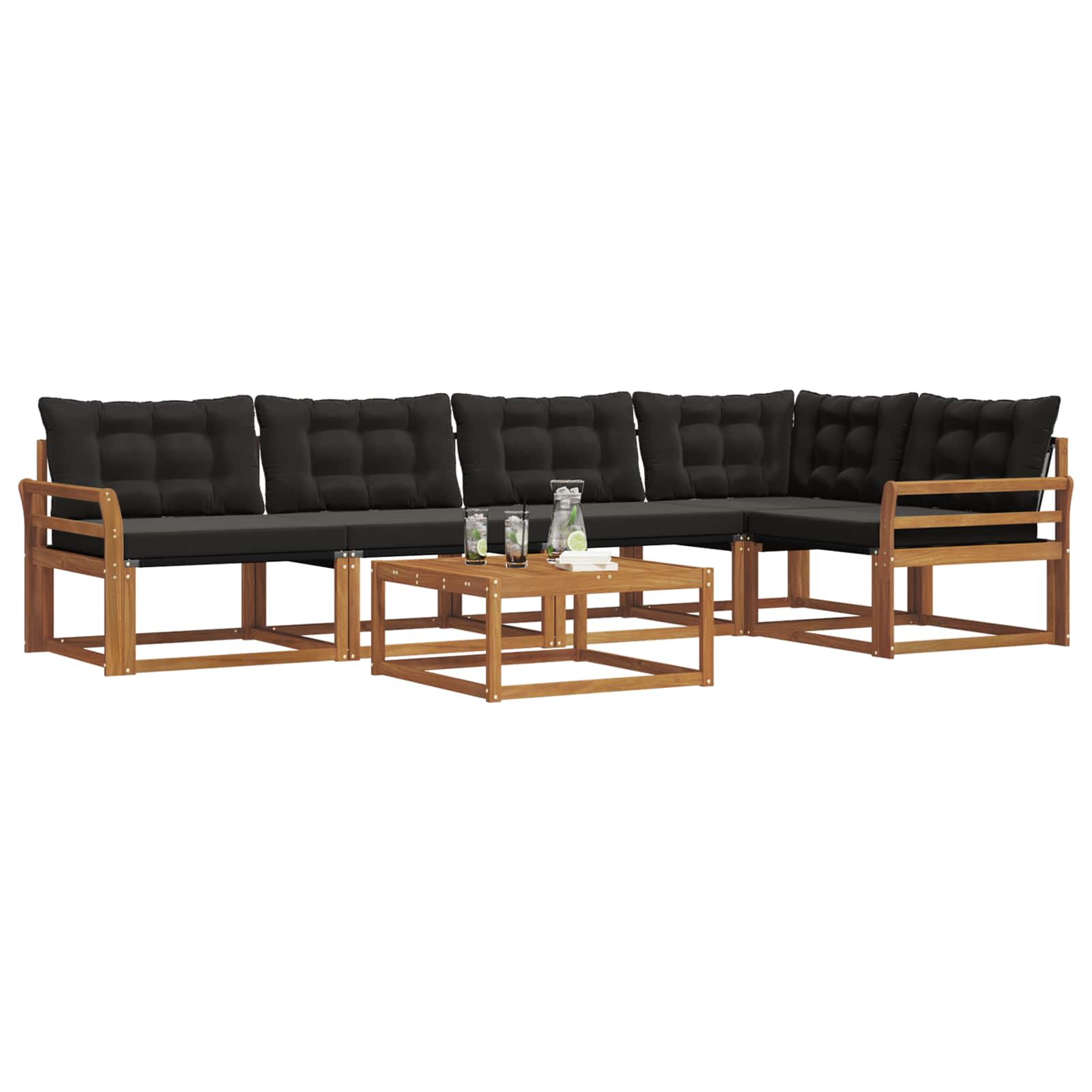 Ensemble de canapés d'extérieur 6 pcs Naturel et Noir - XIOS