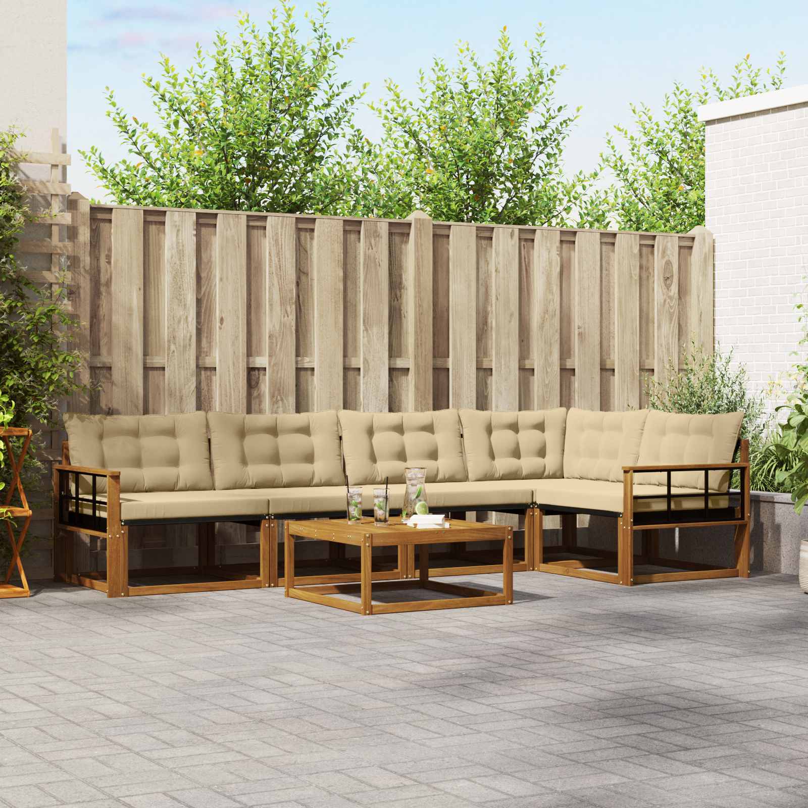 Ensemble de canapés d'extérieur 6 pcs Naturel et Beige - XIOS