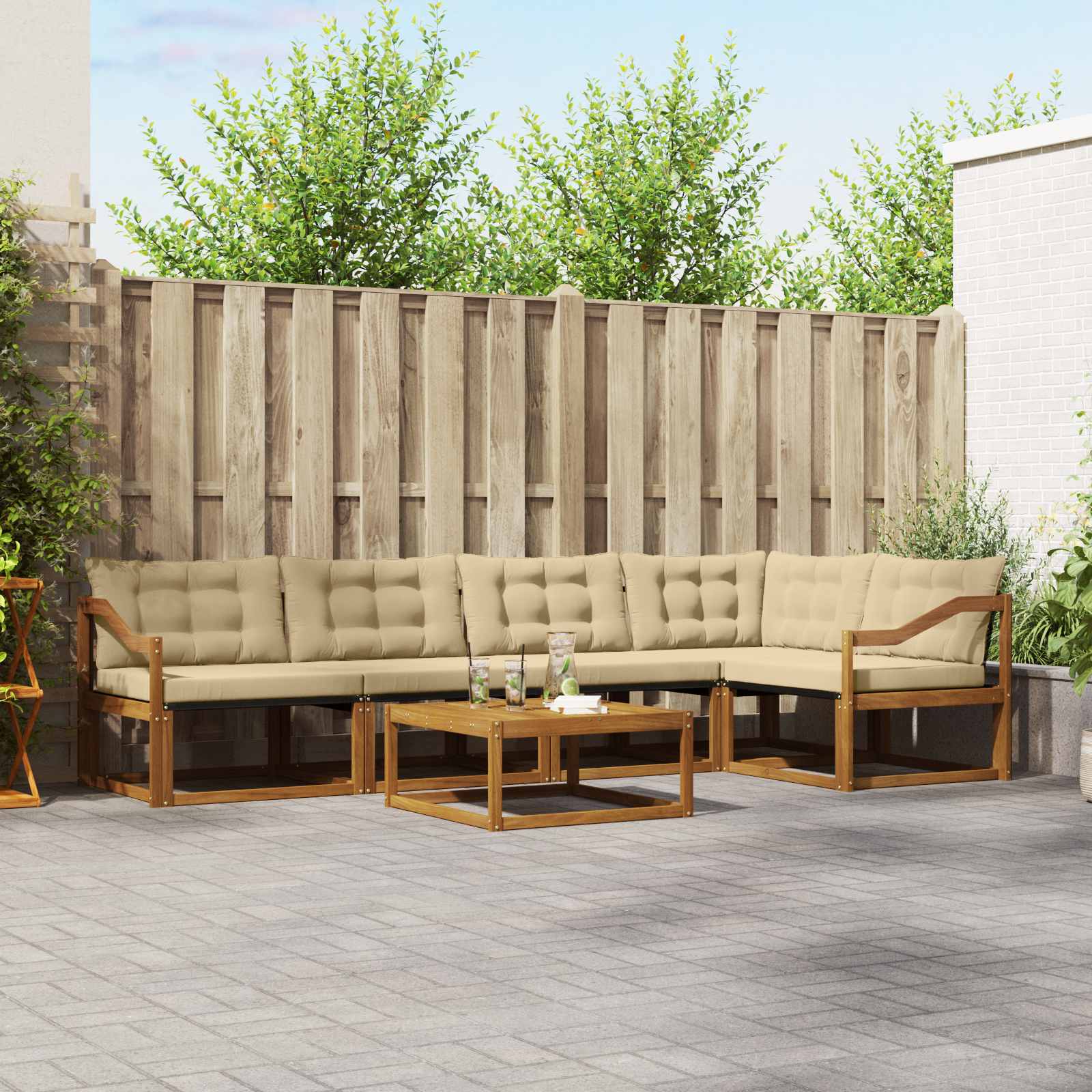 Ensemble de canapés d'extérieur 6 pcs Naturel et Beige - XIOS