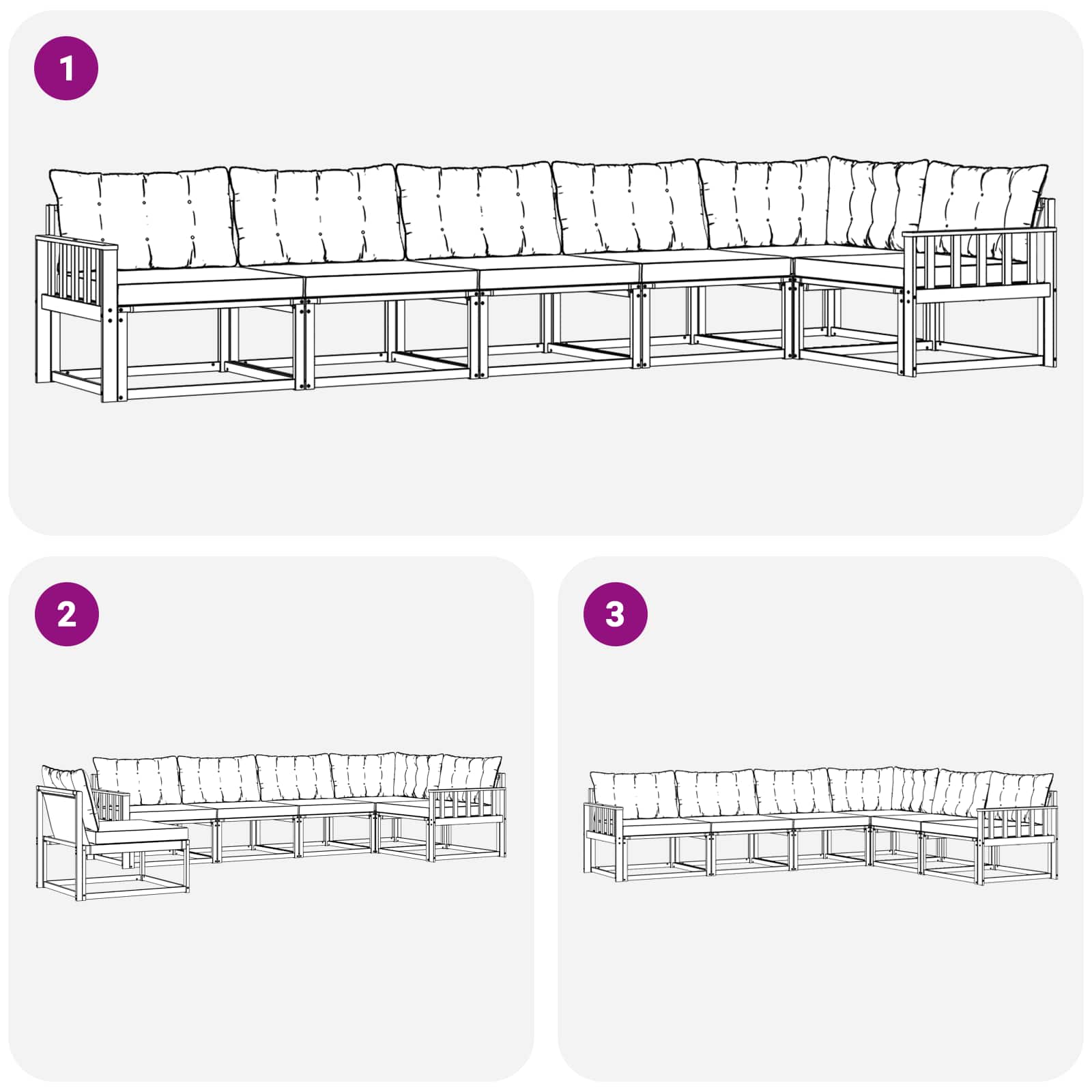 Ensemble de canapés d'extérieur 6 pcs Naturel et Beige - XIOS