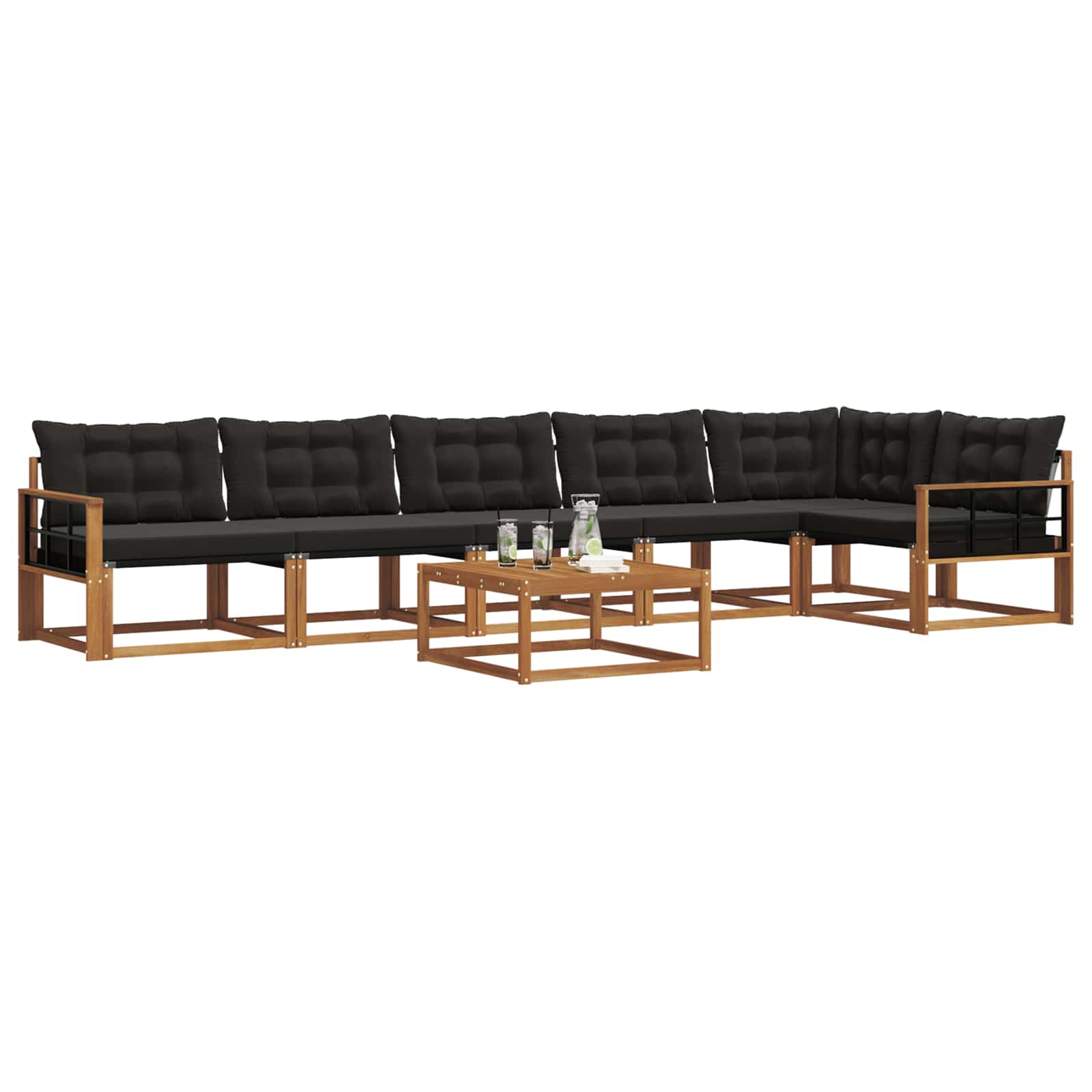 Ensemble de canapés d'extérieur 7 pcs Naturel et Noir - XIOS