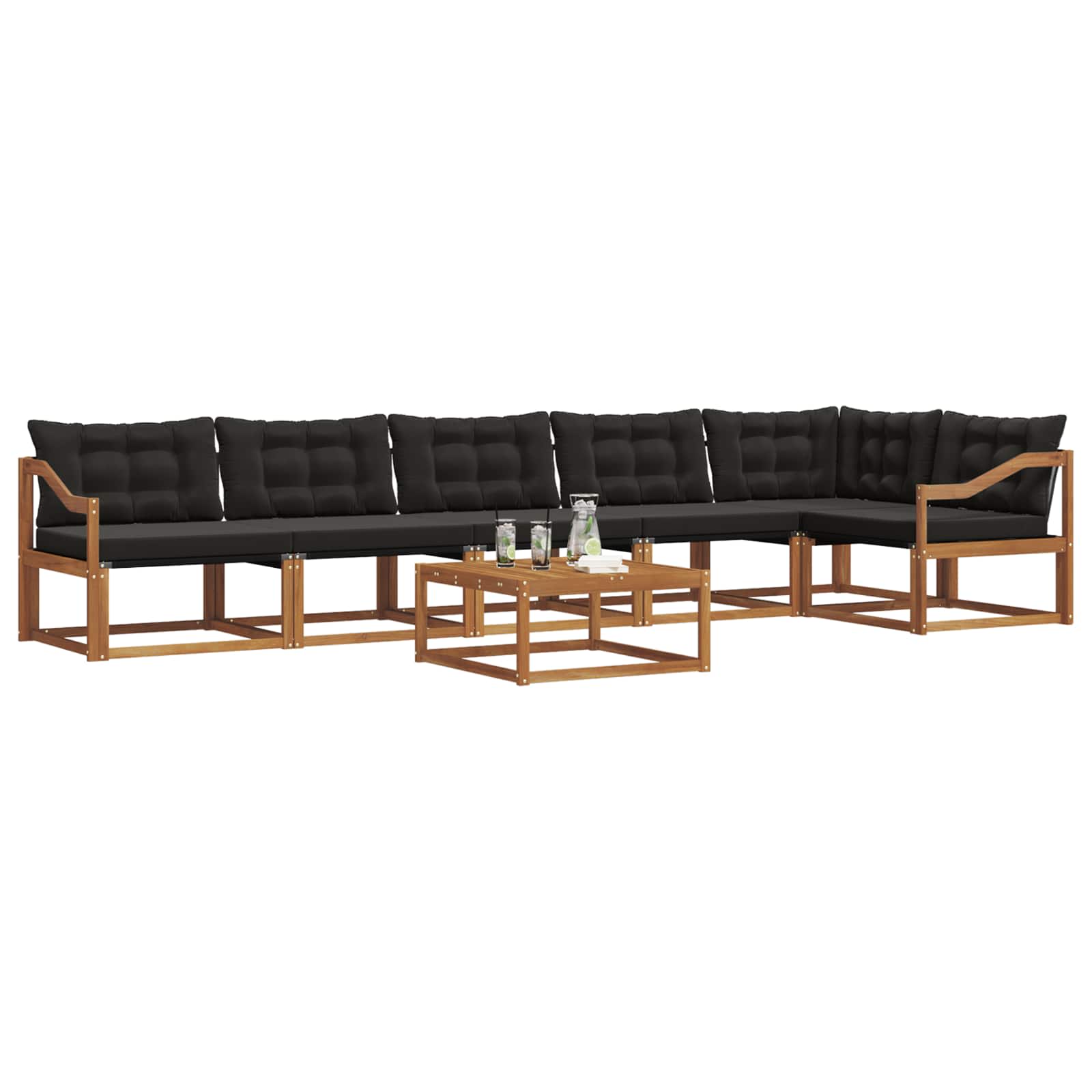 Ensemble de canapés d'extérieur 7 pcs Naturel et Noir - XIOS