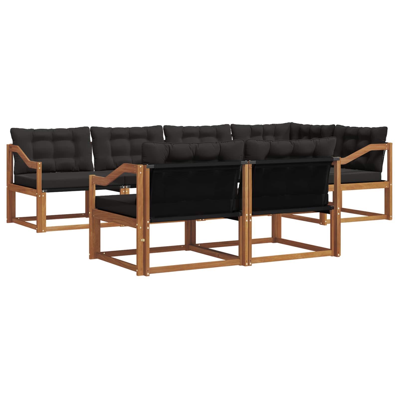 Ensemble de canapés d'extérieur 7 pcs Naturel et Noir - XIOS