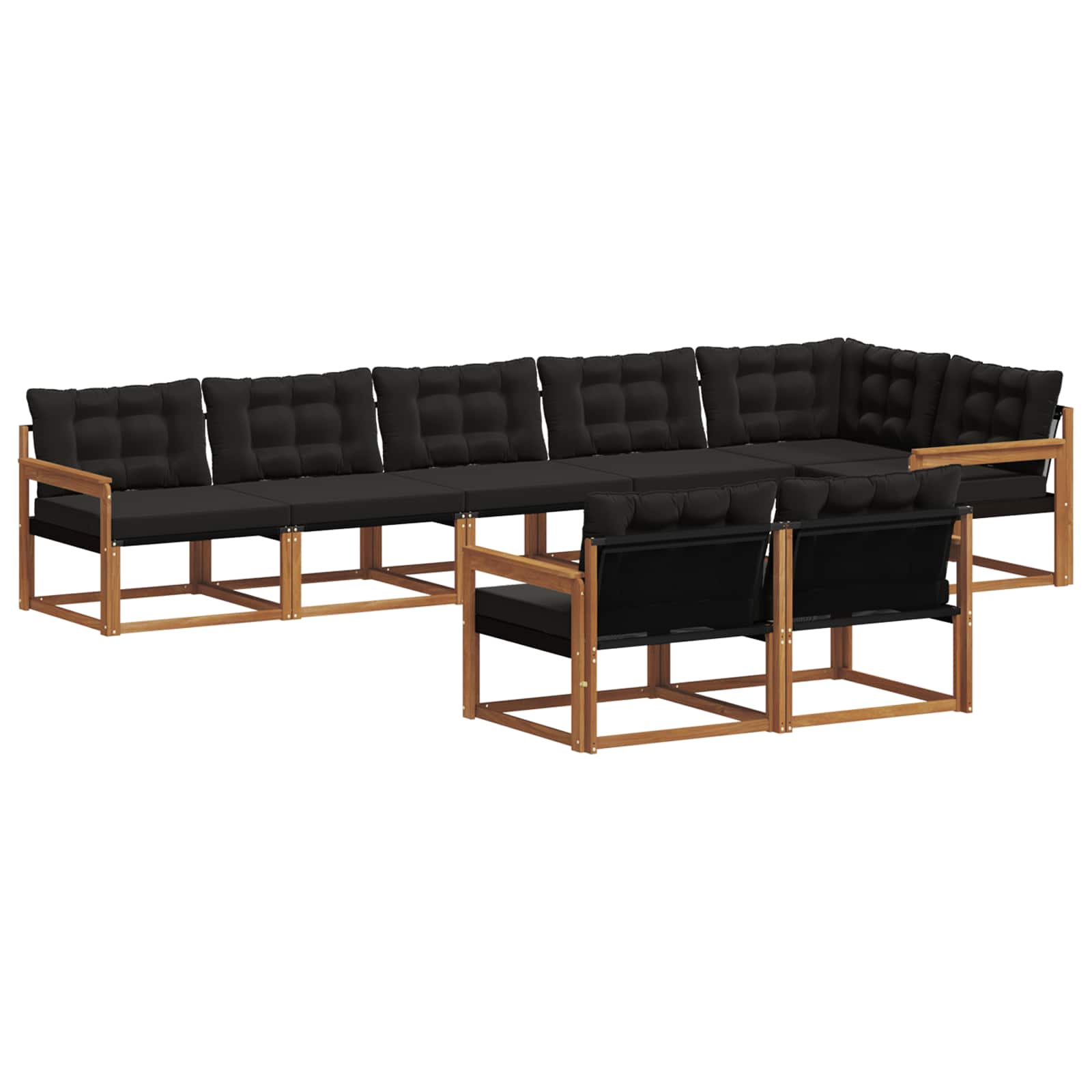 Ensemble de canapés d'extérieur 8 pcs Naturel et Noir - XIOS