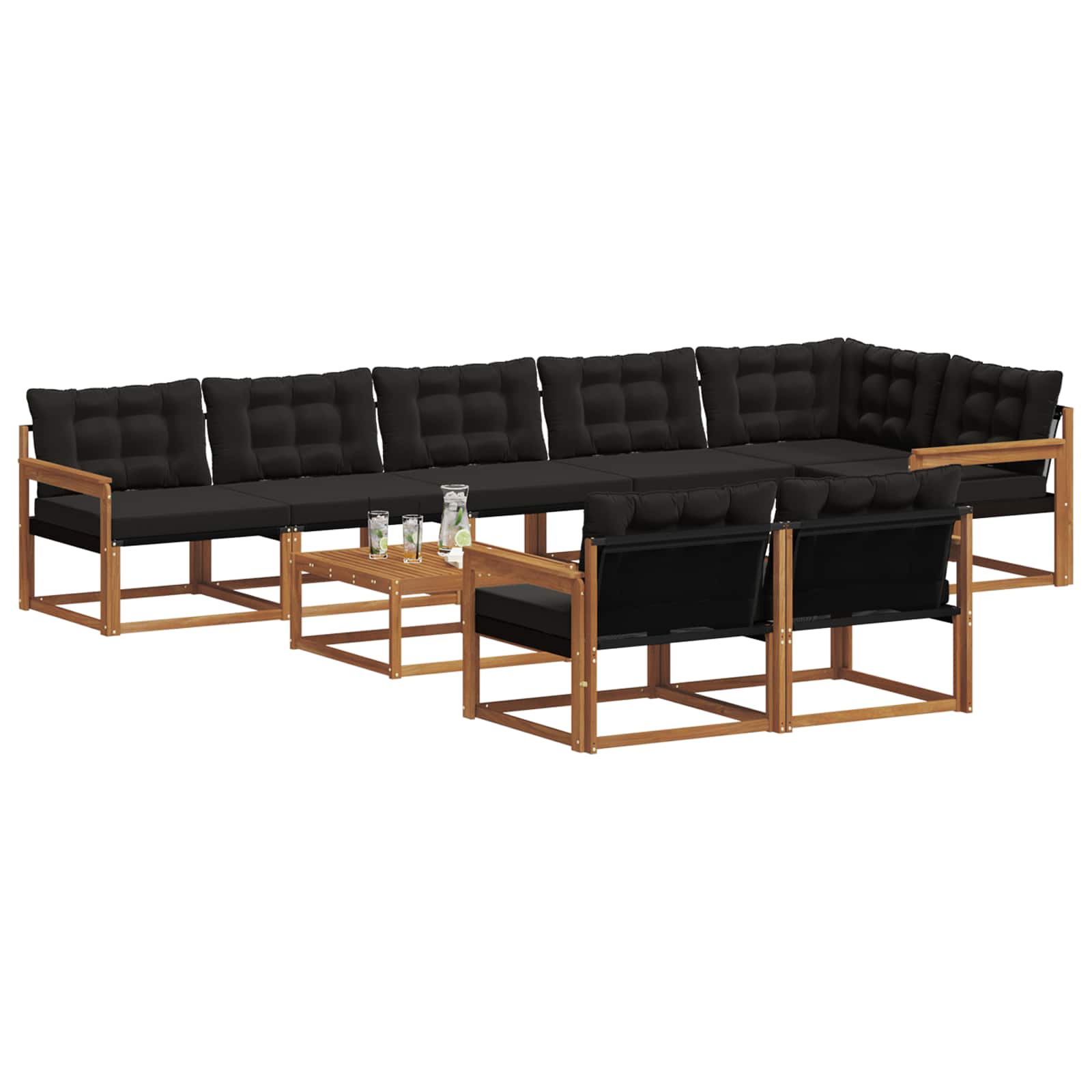 Ensemble de canapés d'extérieur 9 pcs Naturel et Noir - XIOS
