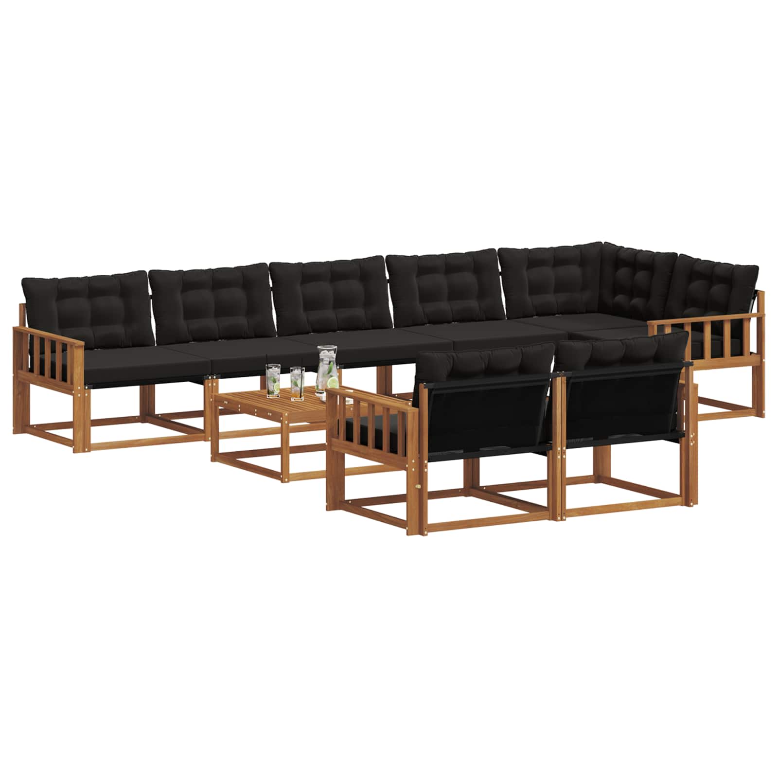 Ensemble de canapés d'extérieur 9 pcs Naturel et Noir - XIOS