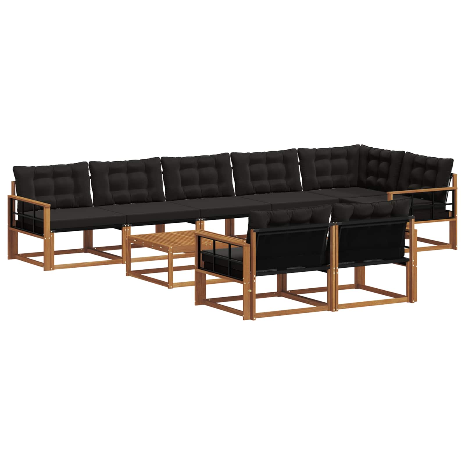 Ensemble de canapés d'extérieur 9 pcs Naturel et Noir - XIOS