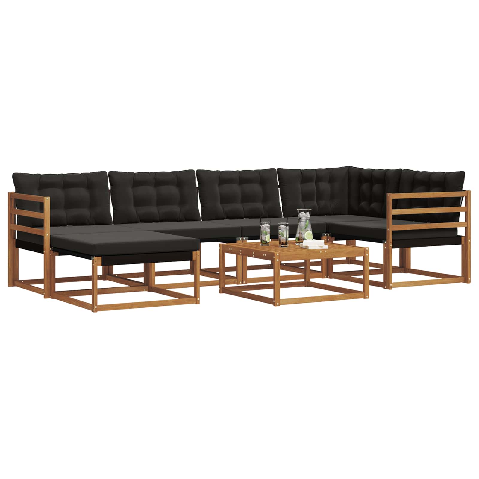 Ensemble de canapés d'extérieur 19 pcs Naturel et Noir - XIOS