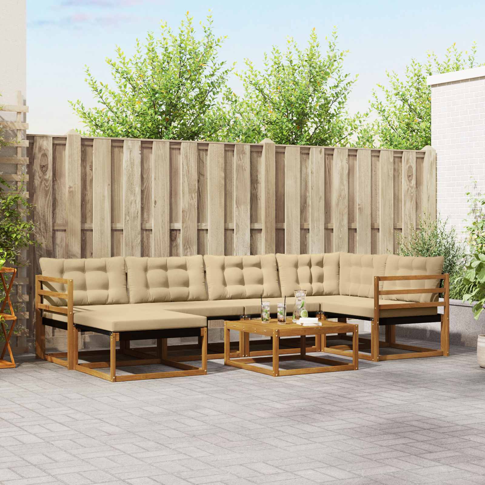 Ensemble de canapés d'extérieur 19 pcs Naturel et Beige - XIOS