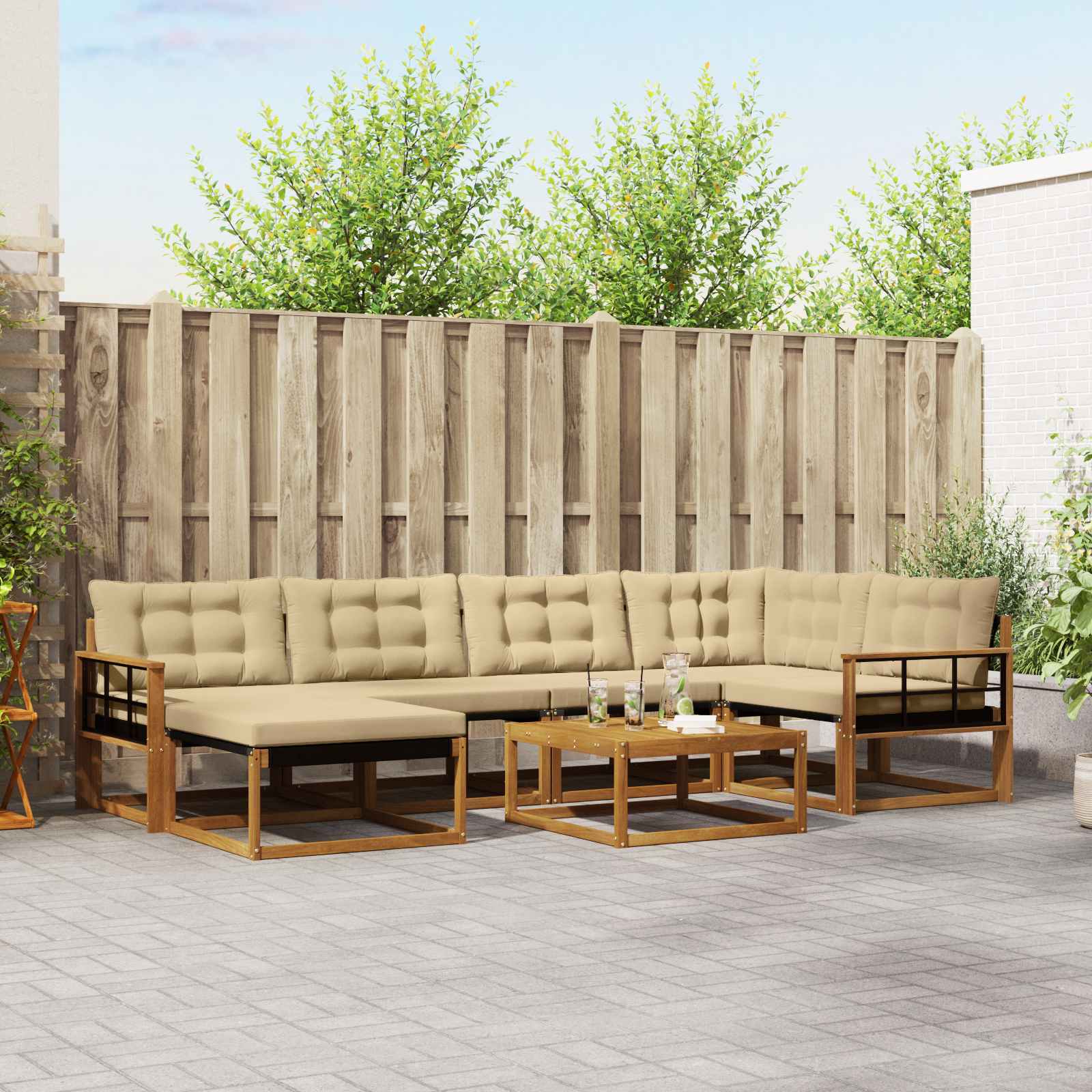 Ensemble de canapés d'extérieur 19 pcs Naturel et Beige - XIOS