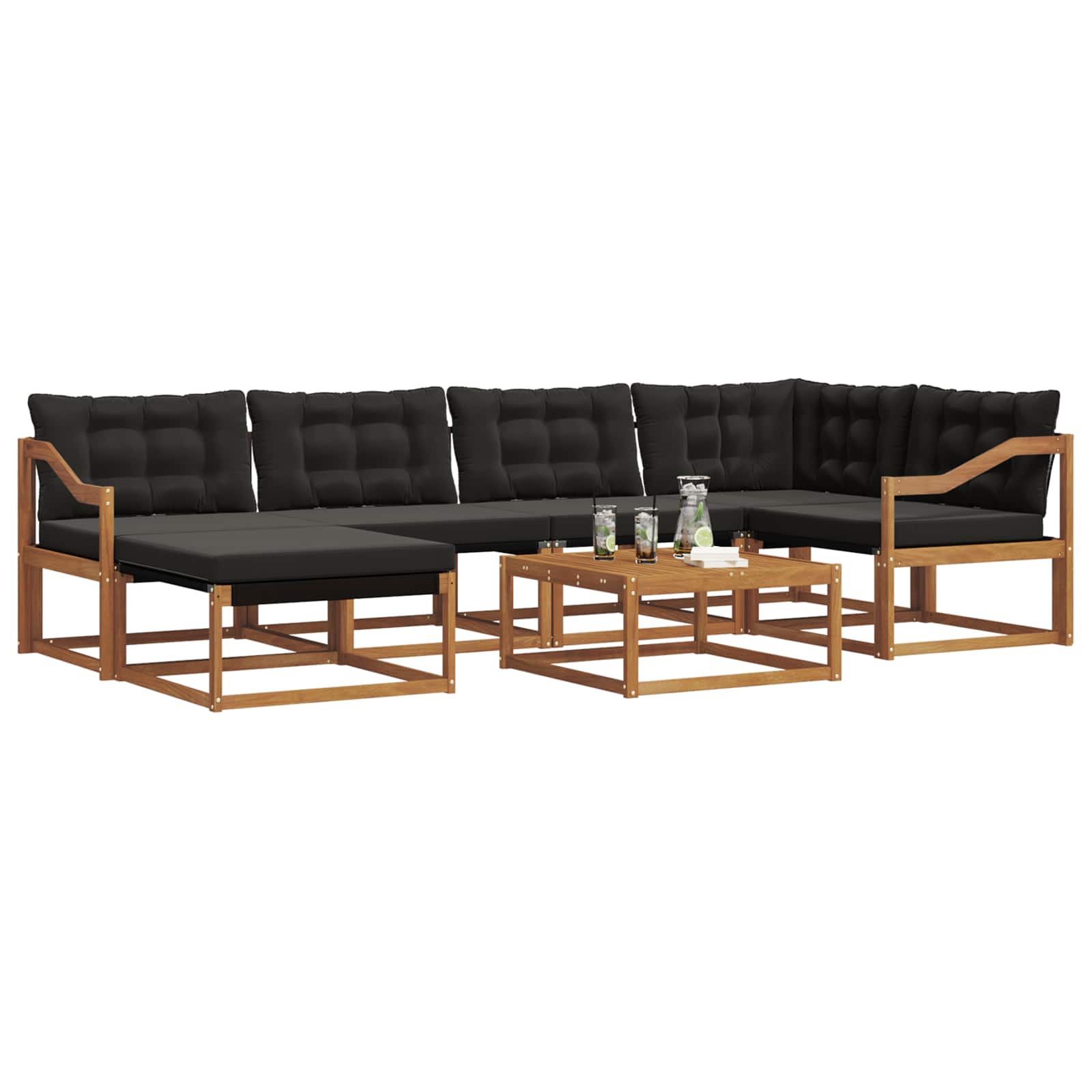 Ensemble de canapés d'extérieur 19 pcs Naturel et Noir - XIOS
