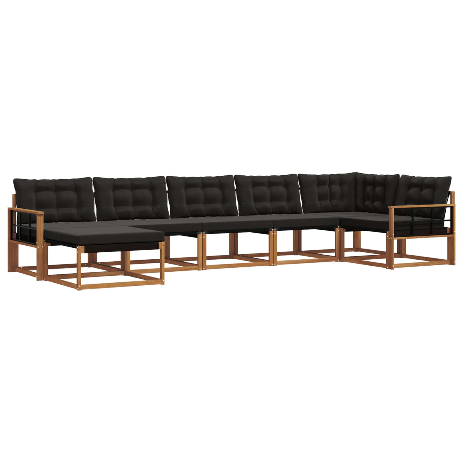 Ensemble de canapés d'extérieur 7 pcs Naturel et Noir - XIOS