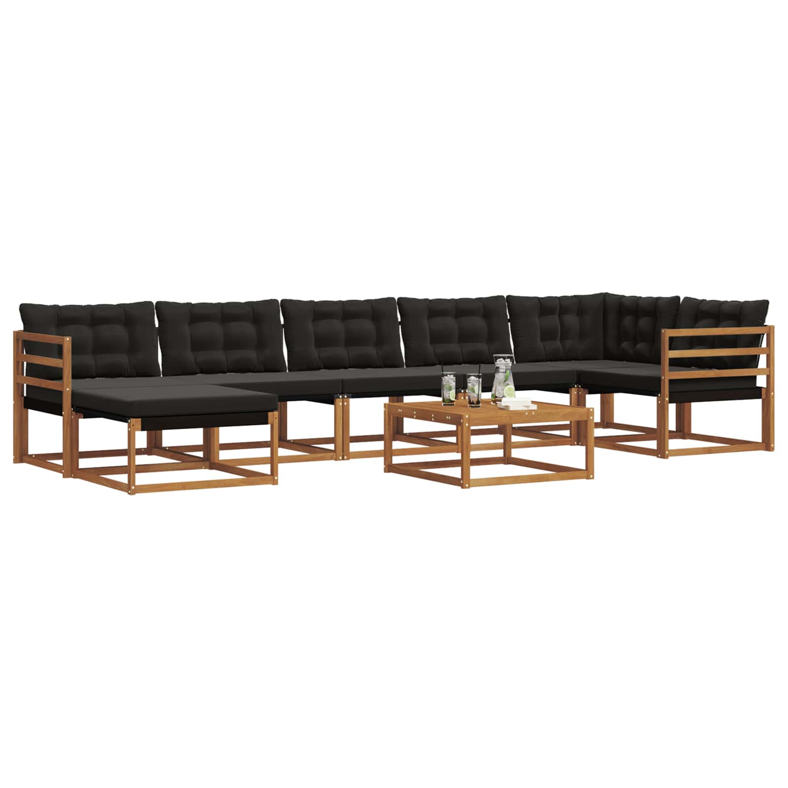 Ensemble de canapés d'extérieur 22 pcs Naturel et Noir - XIOS