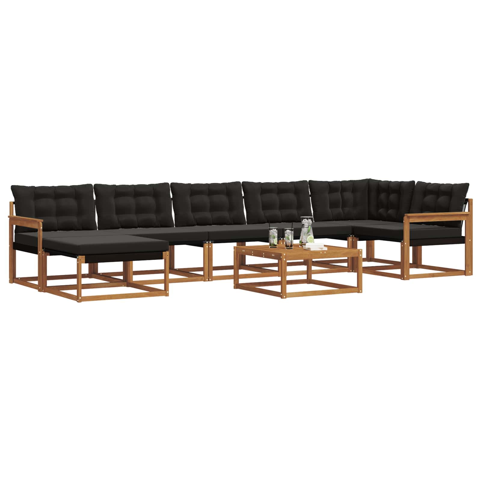 Ensemble de canapés d'extérieur 22 pcs Naturel et Noir - XIOS