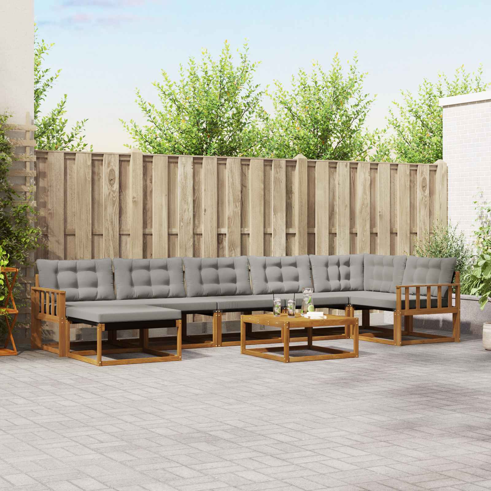 Ensemble de canapés d'extérieur 8 pcs Gris Naturel et Clair - XIOS