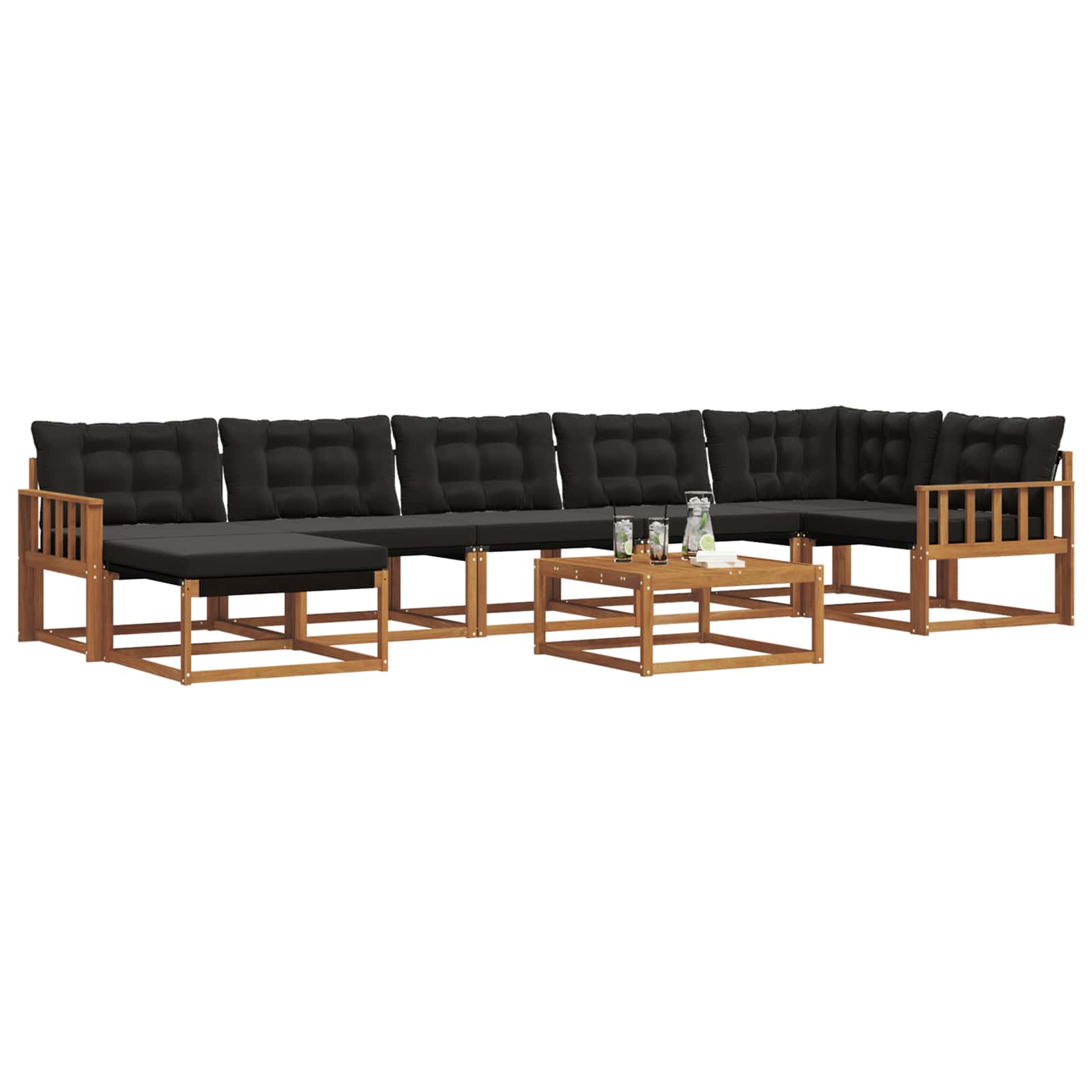 Ensemble de canapés d'extérieur 22 pcs Naturel et Noir - XIOS