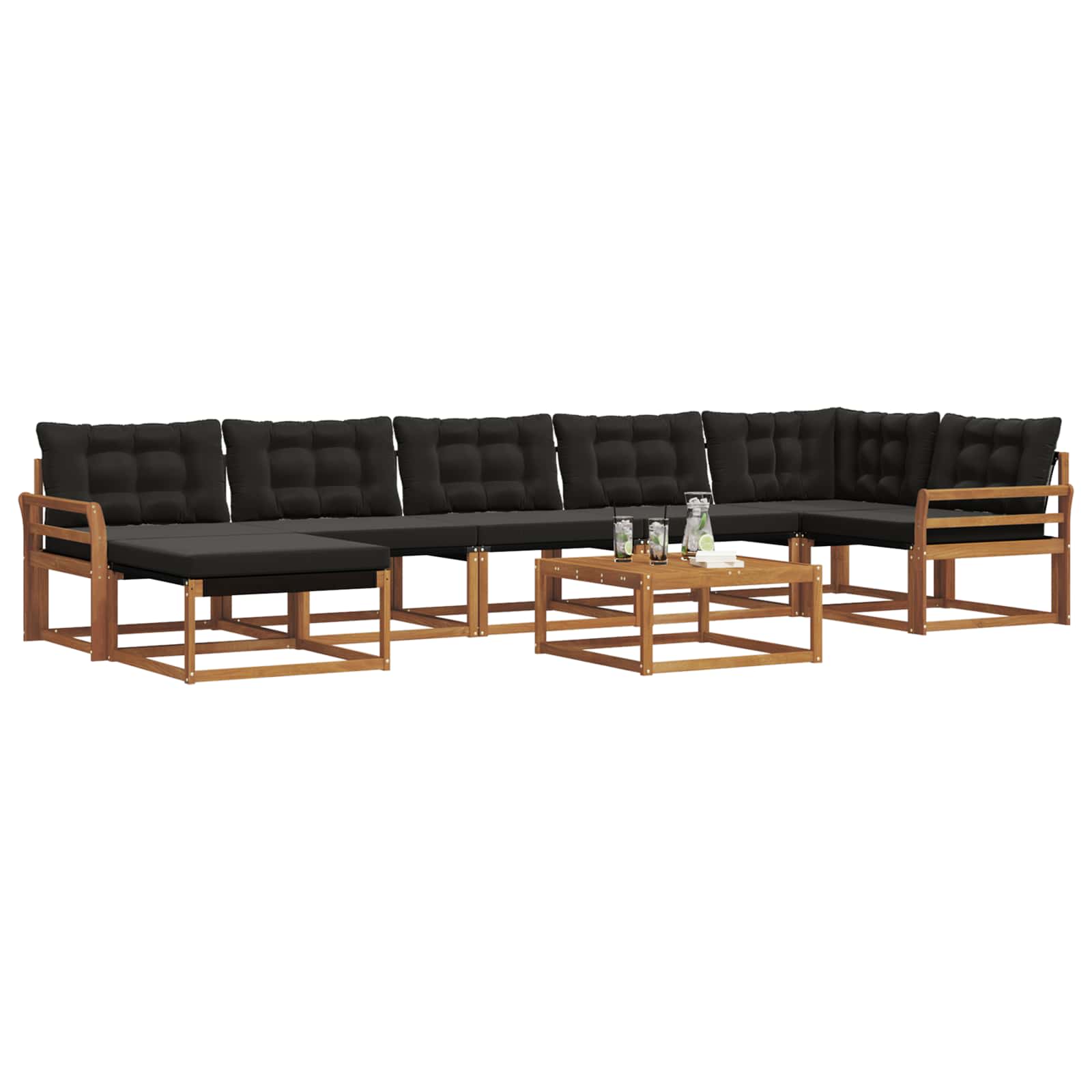 Ensemble de canapés d'extérieur 22 pcs Naturel et Noir - XIOS