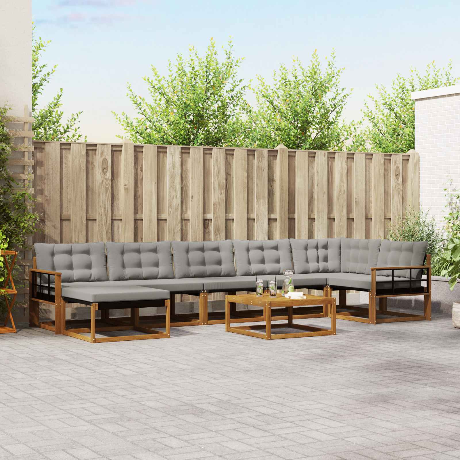 Ensemble de canapés d'extérieur 8 pcs Gris Naturel et Clair - XIOS