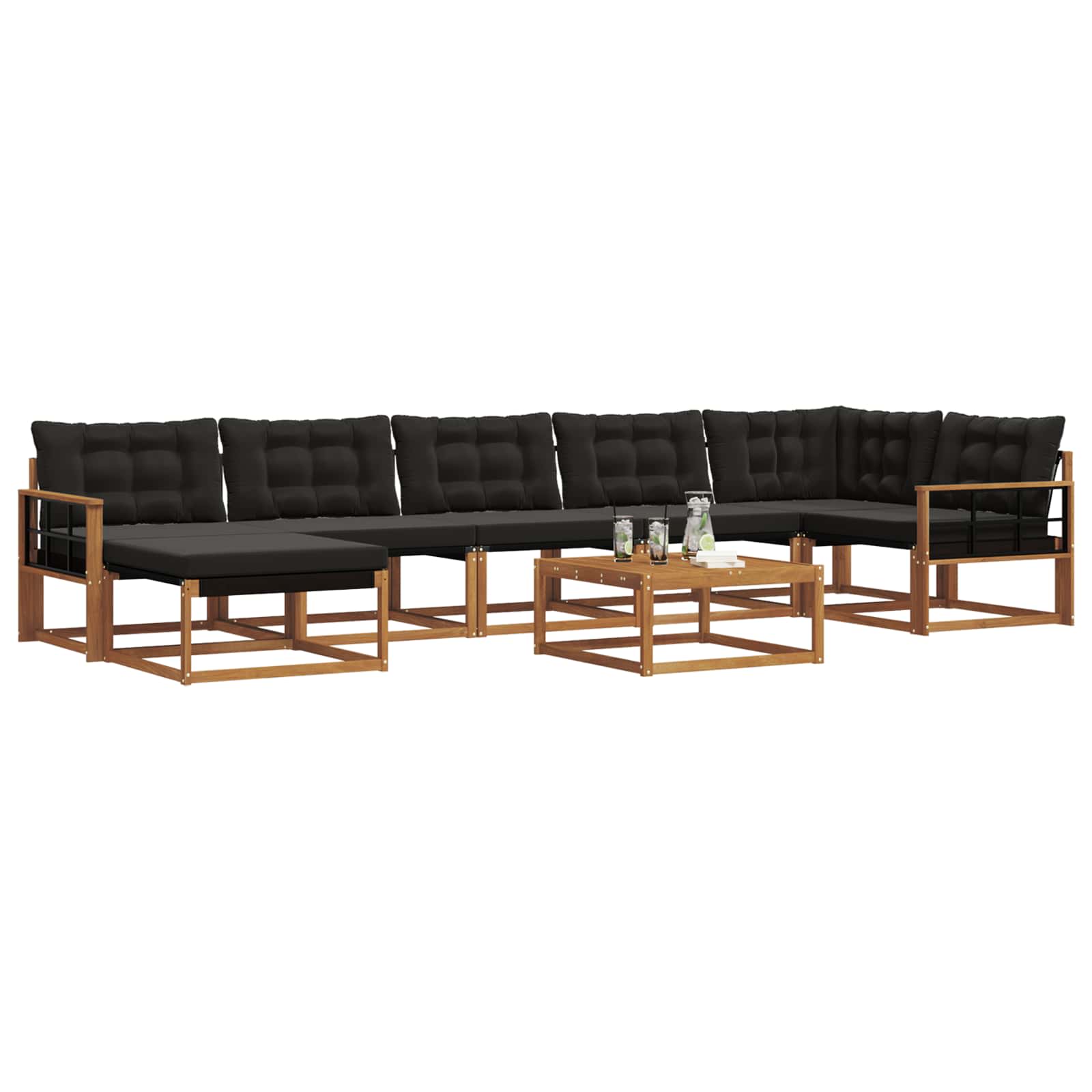 Ensemble de canapés d'extérieur 22 pcs Naturel et Noir - XIOS