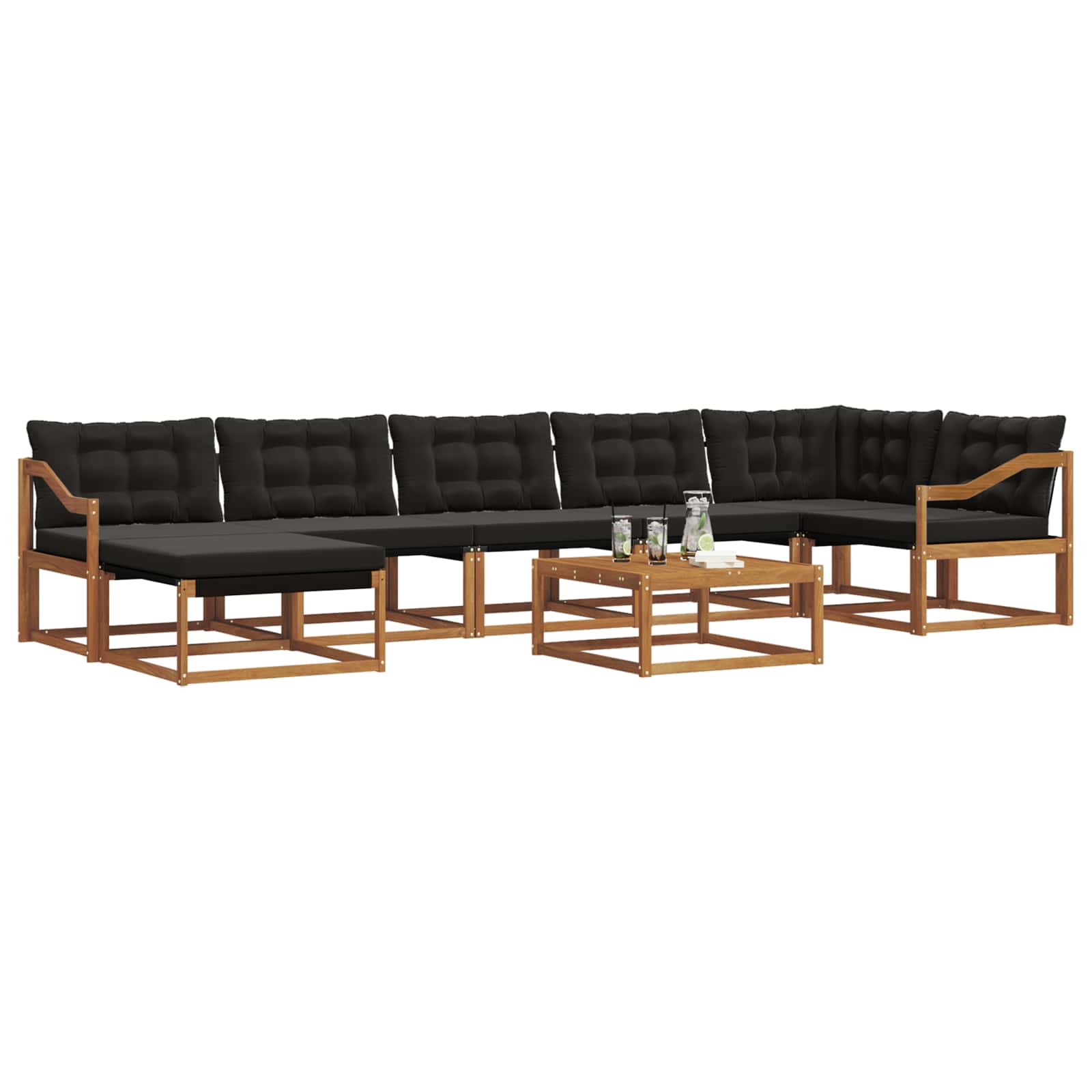 Ensemble de canapés d'extérieur 22 pcs Naturel et Noir - XIOS