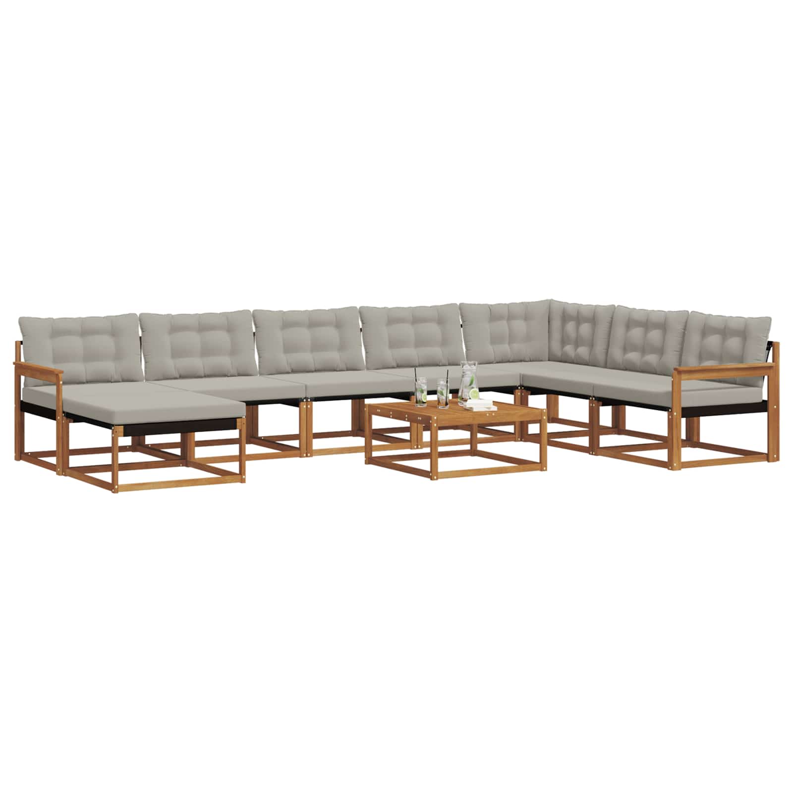 Ensemble de canapés d'extérieur 9 pcs Gris Naturel et Clair - XIOS