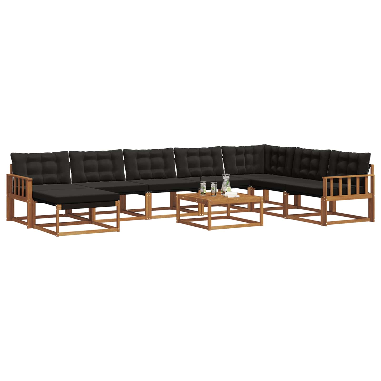 Ensemble de canapés d'extérieur 9 pcs Naturel et Noir - XIOS