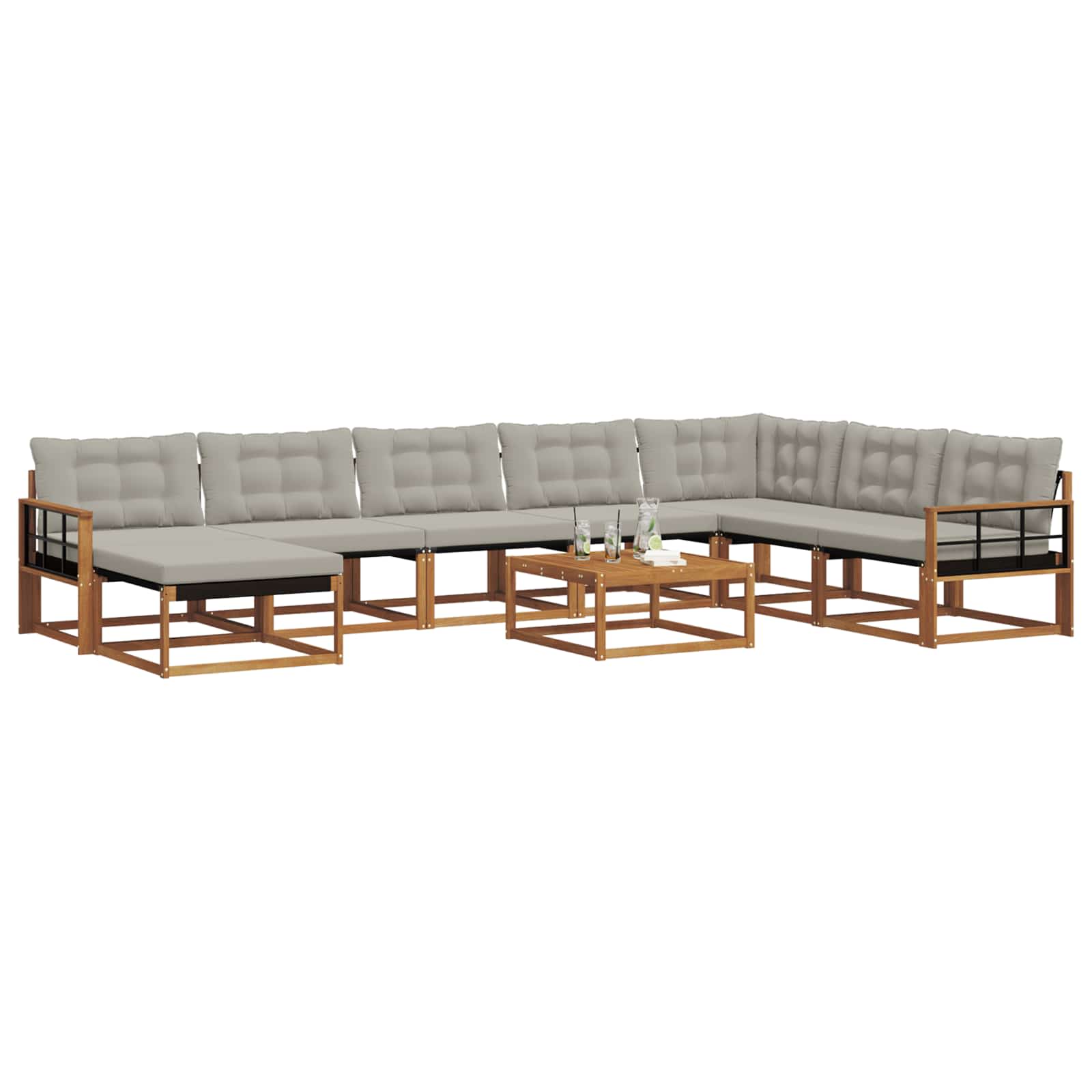 Ensemble de canapés d'extérieur 9 pcs Gris Naturel et Clair - XIOS