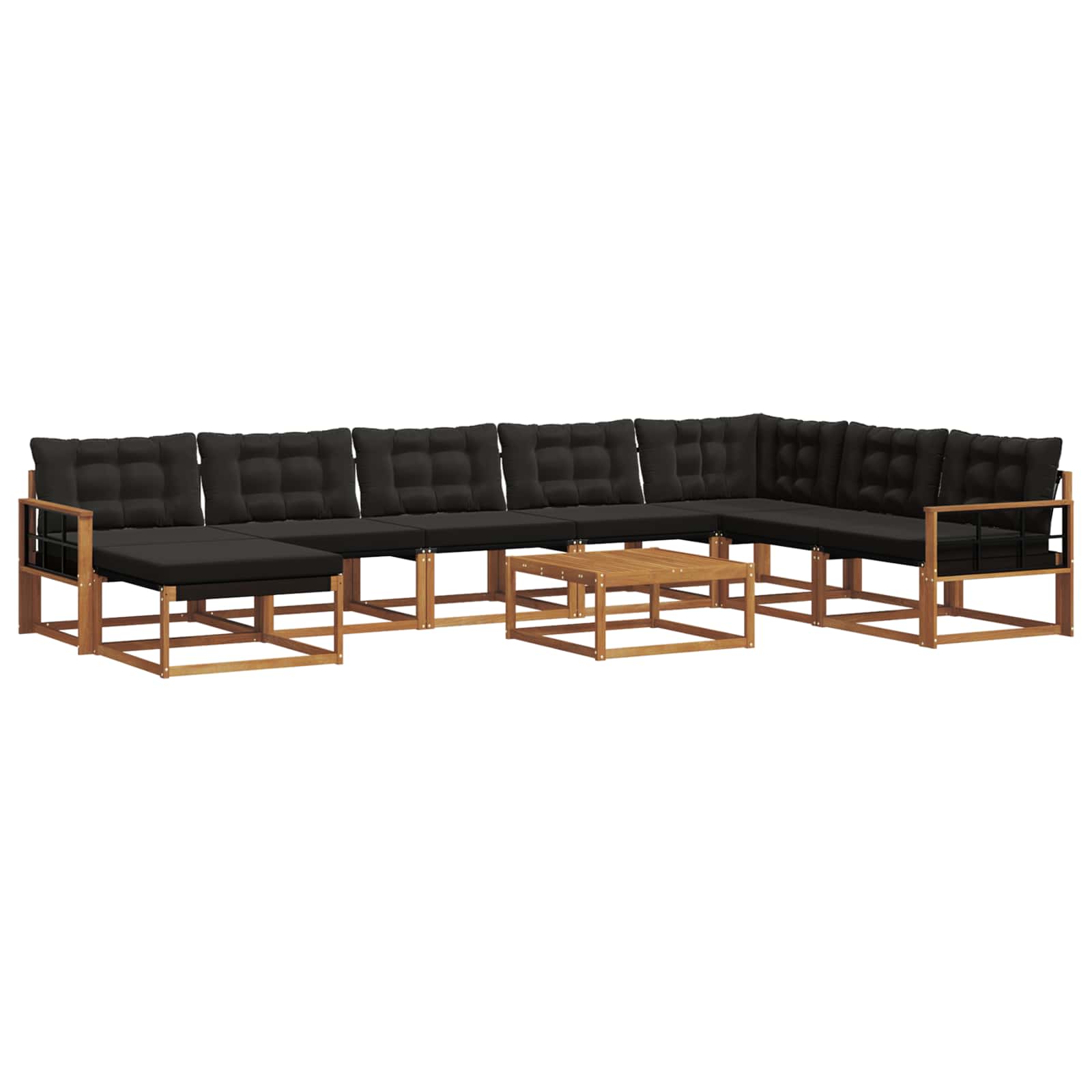 Ensemble de canapés d'extérieur 9 pcs Naturel et Noir - XIOS