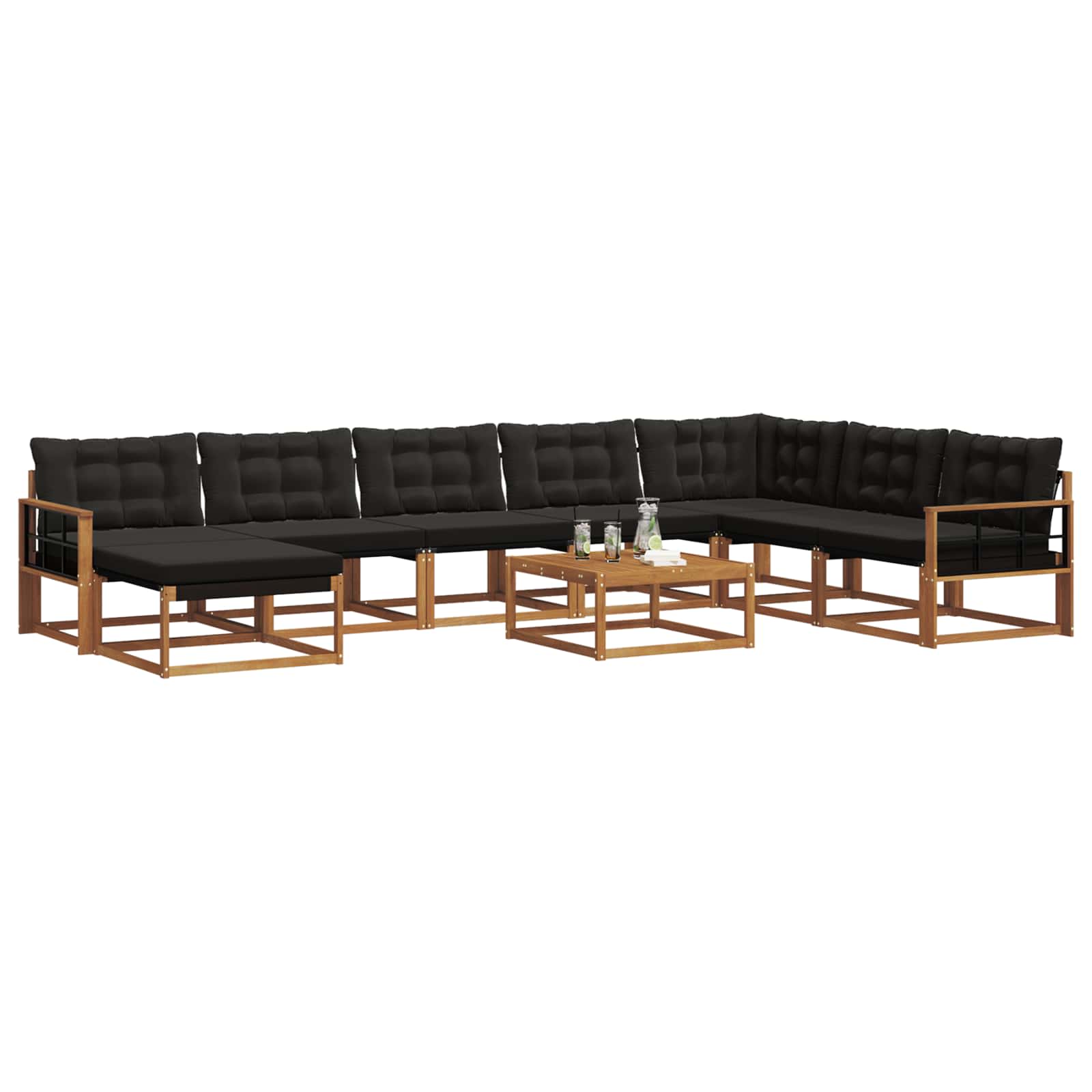 Ensemble de canapés d'extérieur 9 pcs Naturel et Noir - XIOS