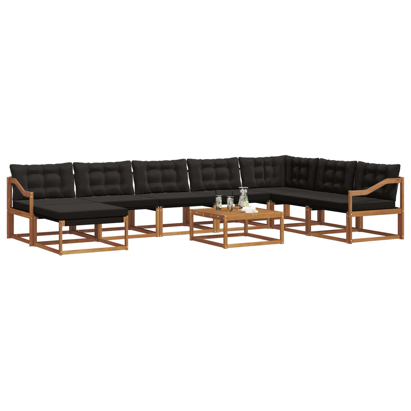 Ensemble de canapés d'extérieur 9 pcs Naturel et Noir - XIOS