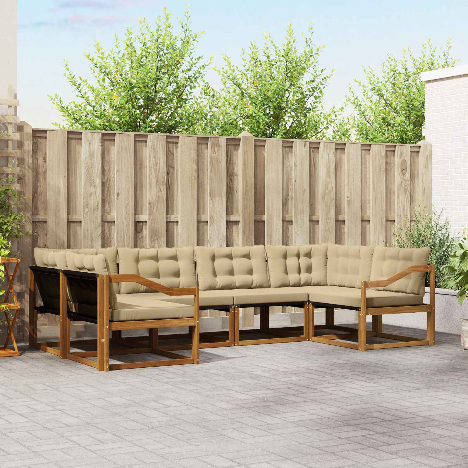 Ensemble de canapés d'extérieur 6 pcs Naturel et Beige - XIOS