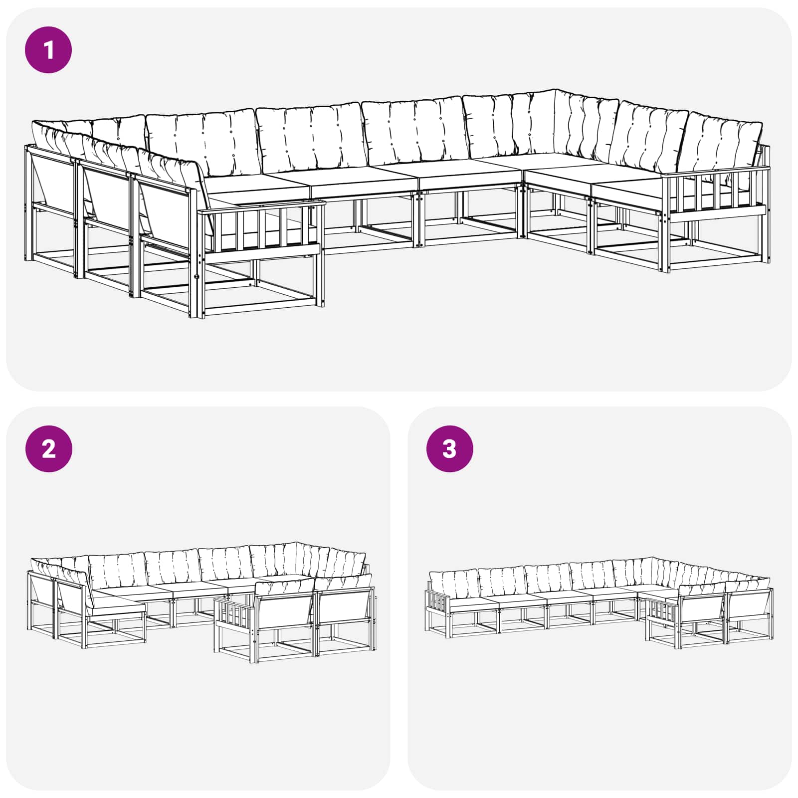 Ensemble de canapés d'extérieur 9 pcs Naturel et Beige - XIOS