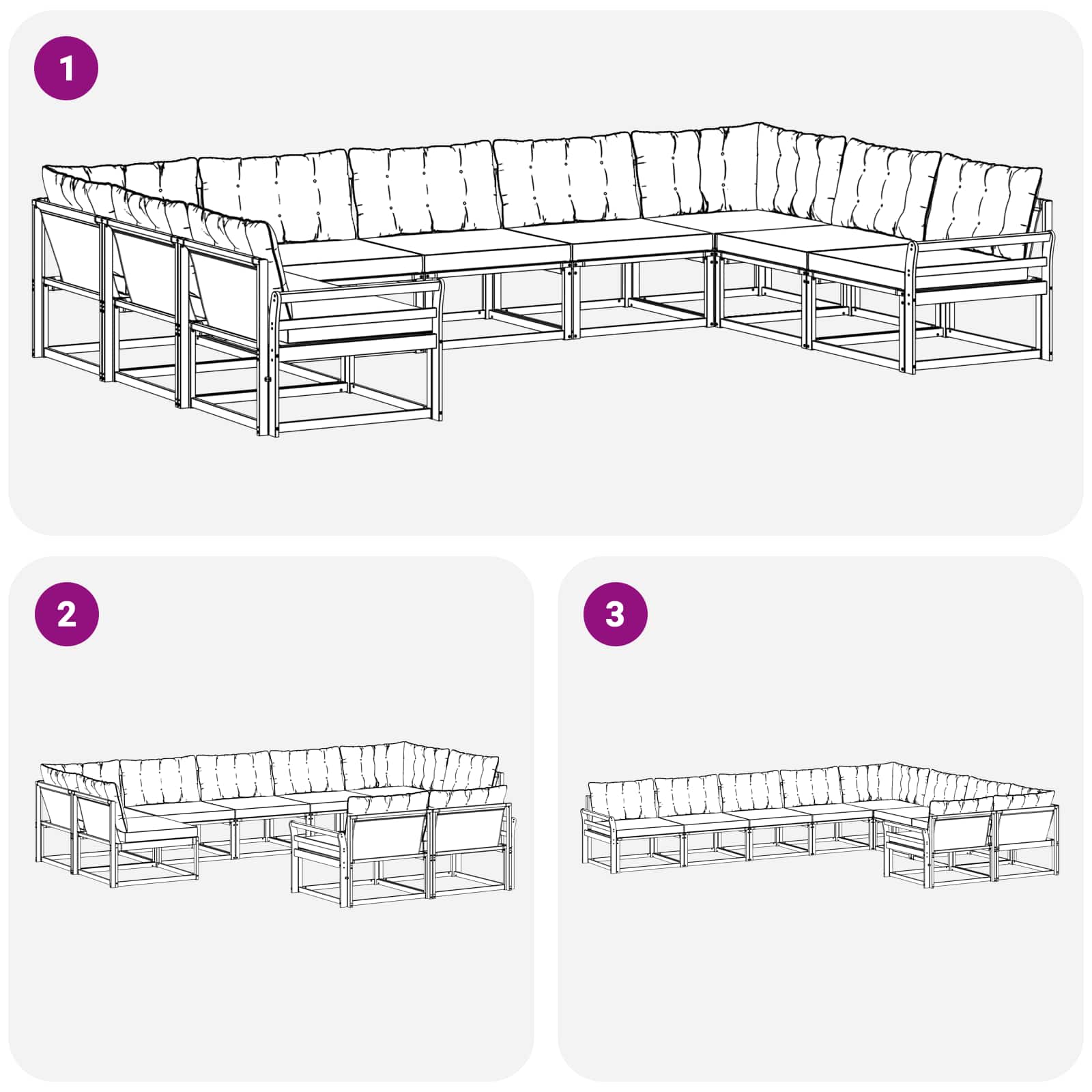 Ensemble de canapés d'extérieur 9 pcs Naturel et Beige - XIOS