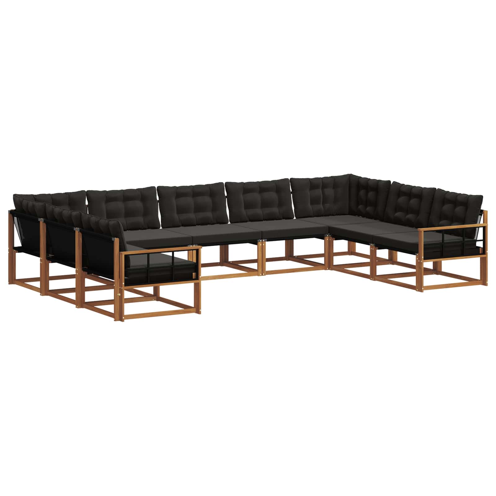 Ensemble de canapés d'extérieur 9 pcs Naturel et Noir - XIOS