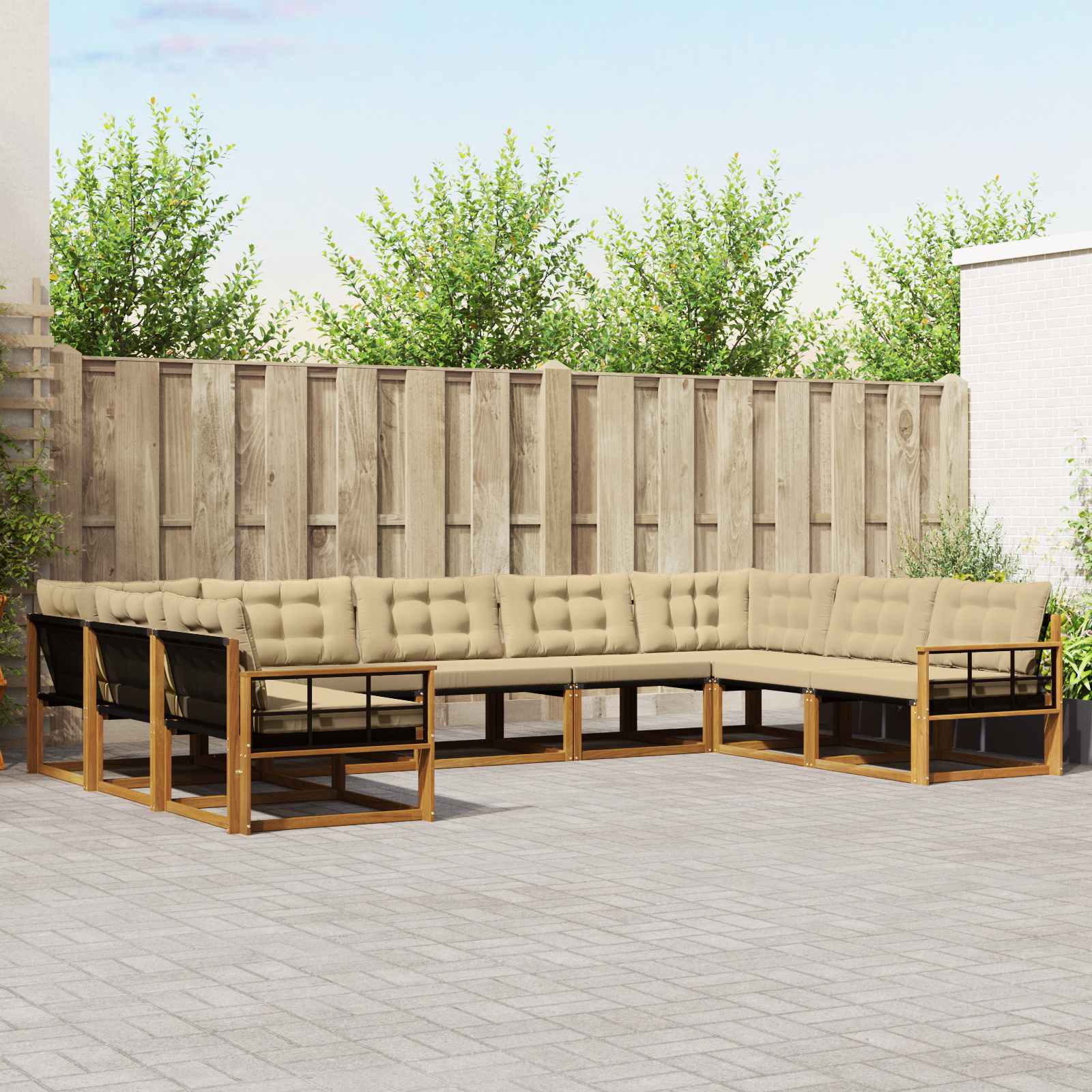 Ensemble de canapés d'extérieur 9 pcs Naturel et Beige - XIOS