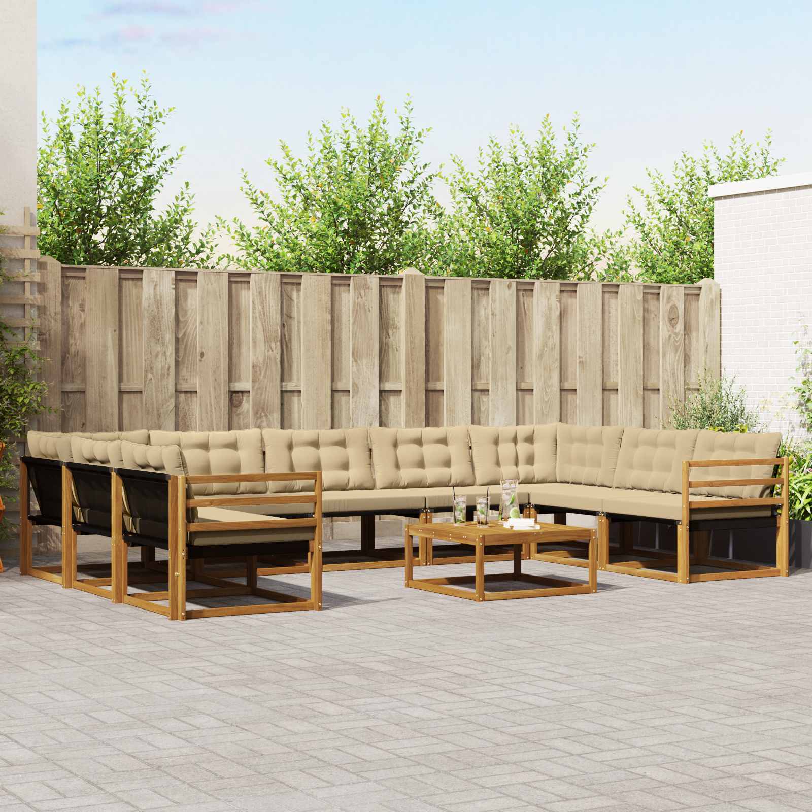 Ensemble de canapés d'extérieur 10 pcs Naturel et Beige - XIOS
