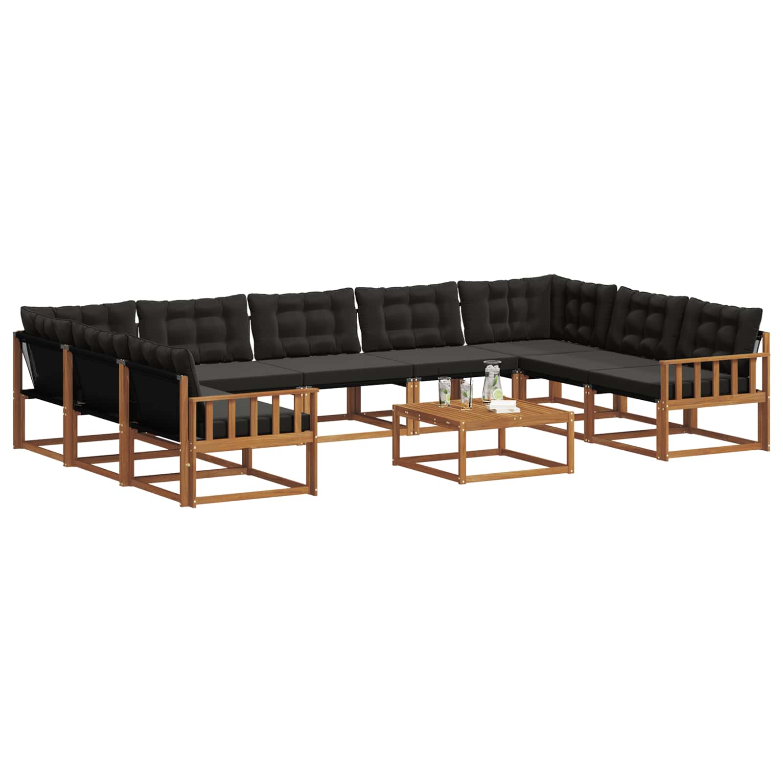Ensemble de canapés d'extérieur 10 pcs Naturel et Noir - XIOS