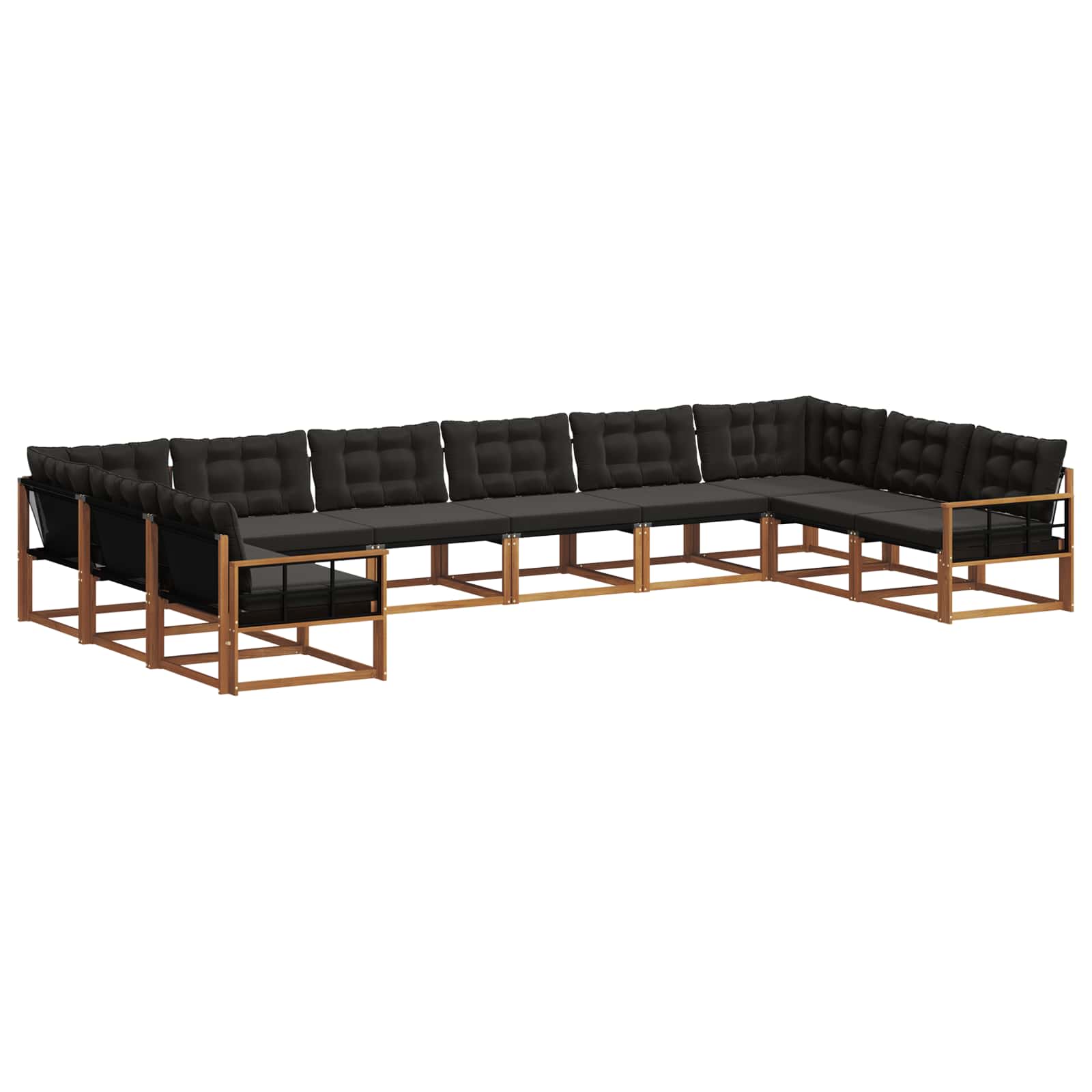 Ensemble de canapés d'extérieur 10 pcs Naturel et Noir - XIOS