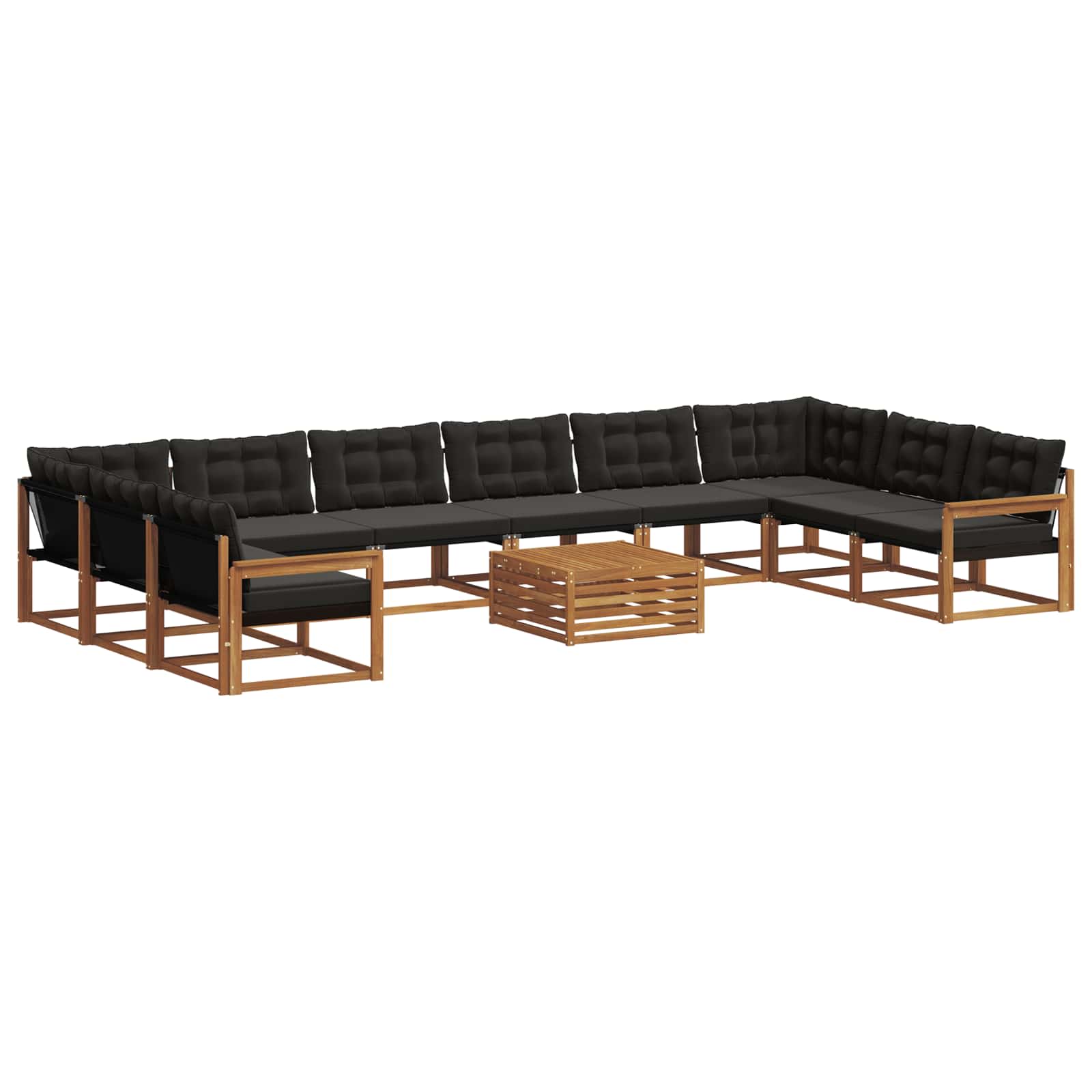 Ensemble de canapés d'extérieur 11 pcs Naturel et Noir - XIOS