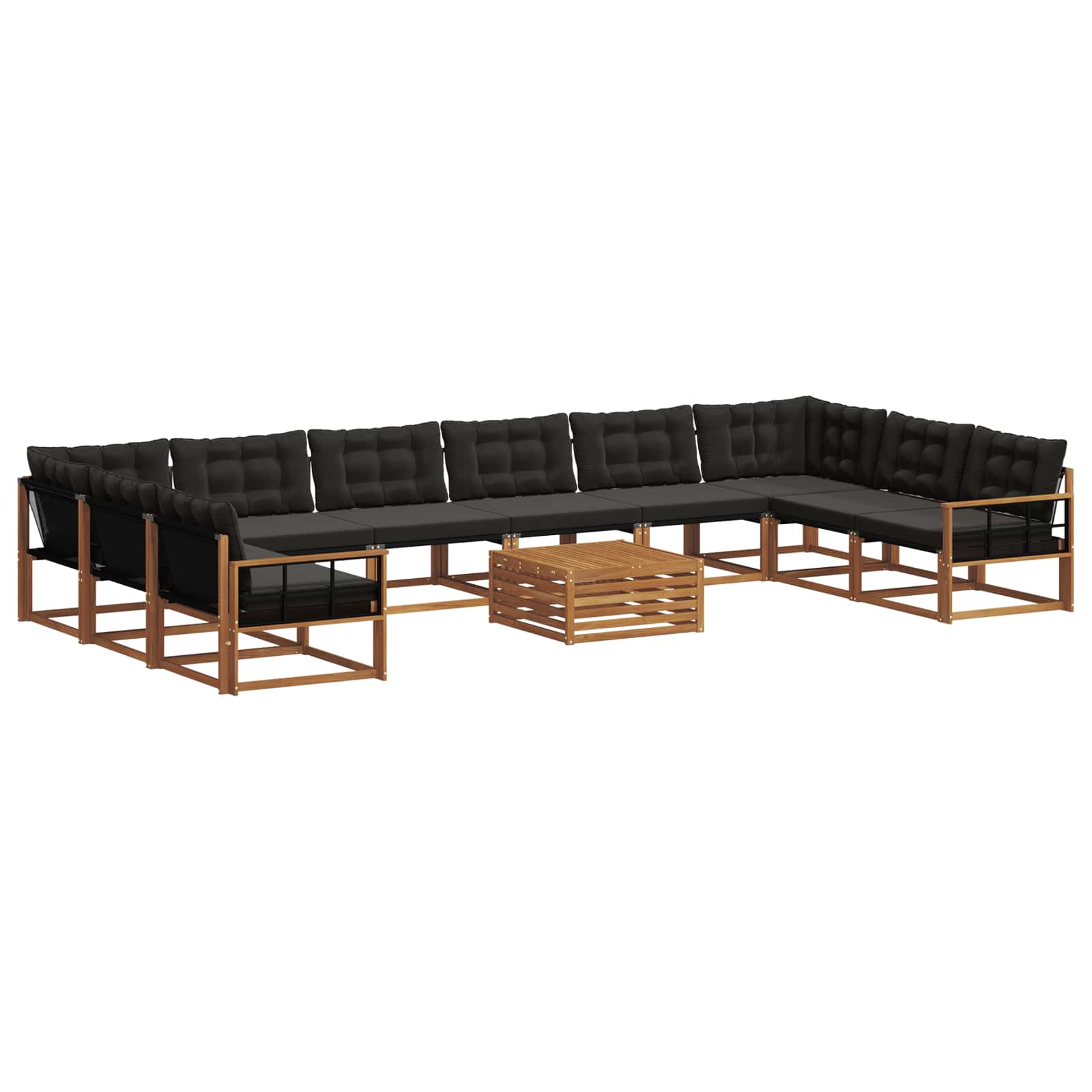 Ensemble de canapés d'extérieur 11 pcs Naturel et Noir - XIOS