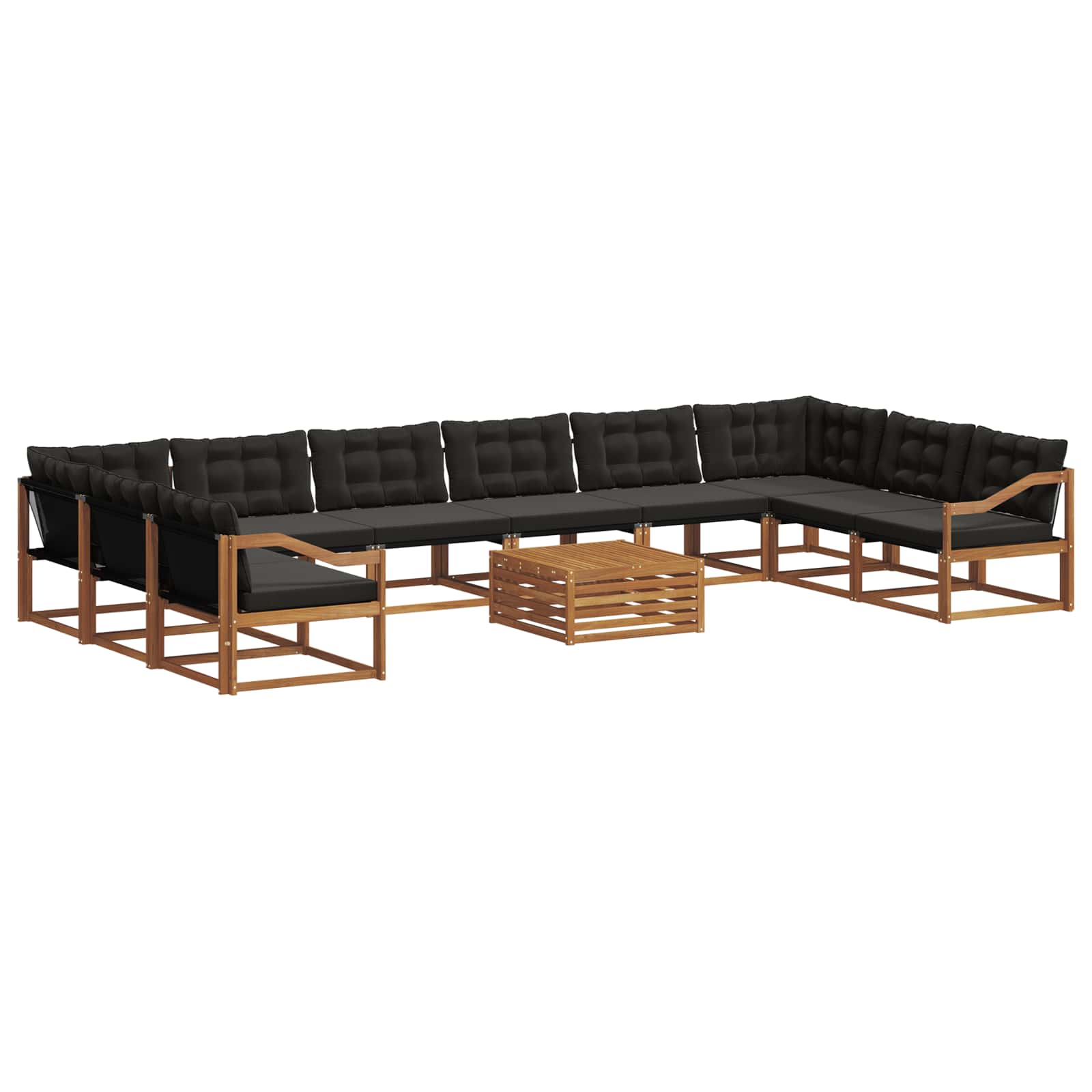 Ensemble de canapés d'extérieur 11 pcs Naturel et Noir - XIOS