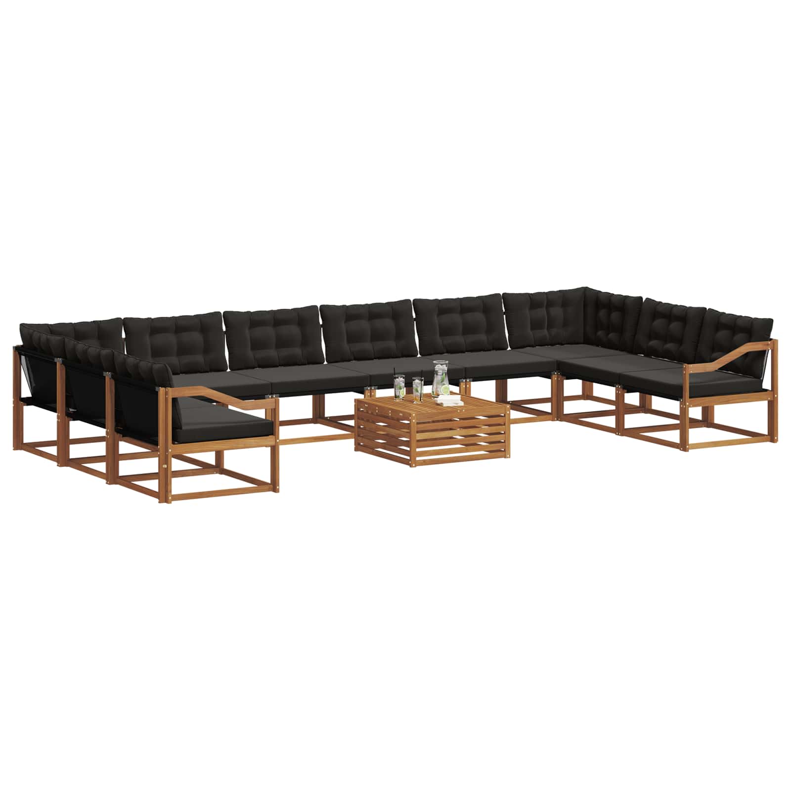 Ensemble de canapés d'extérieur 11 pcs Naturel et Noir - XIOS